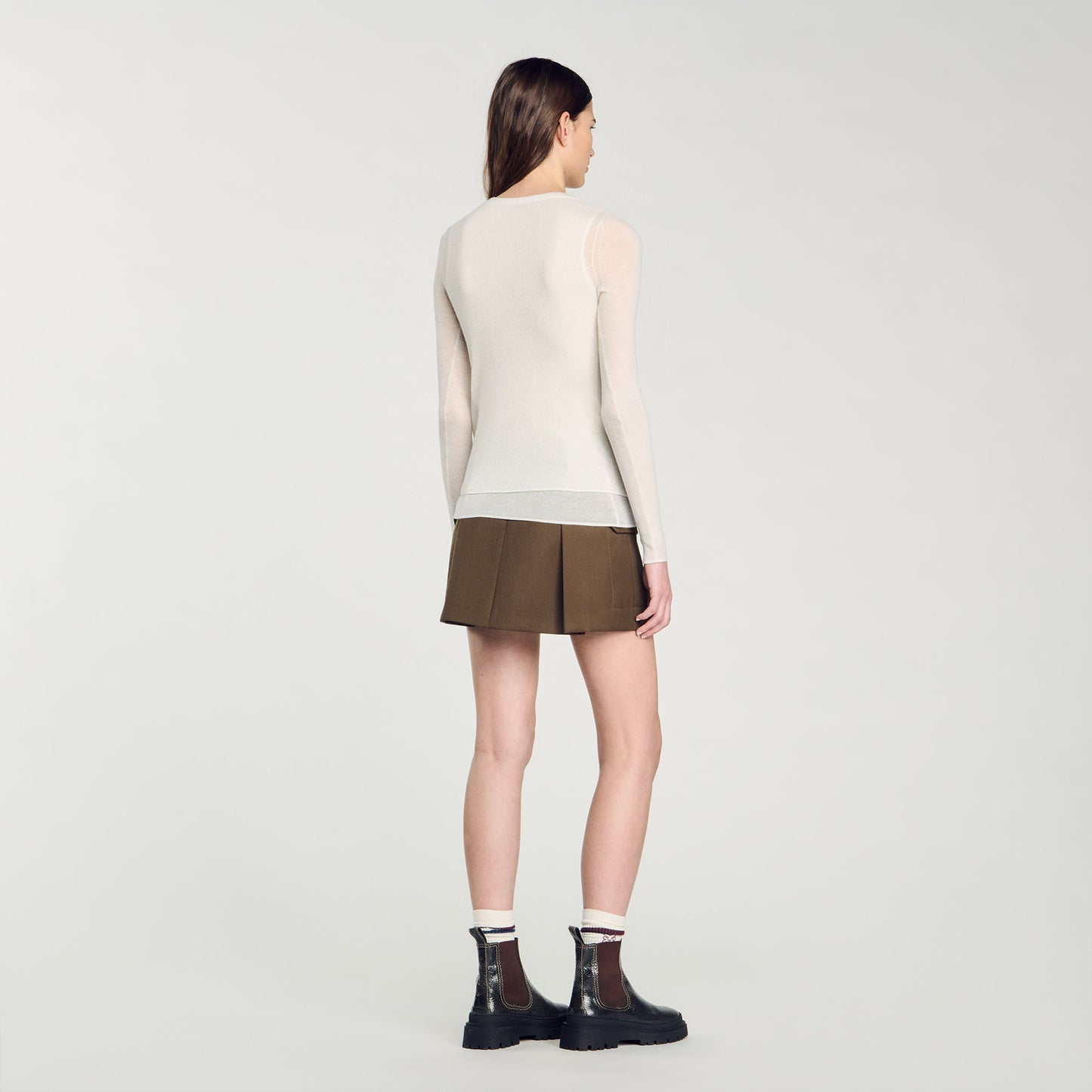 Wool Layered Effect Jumper Ecru