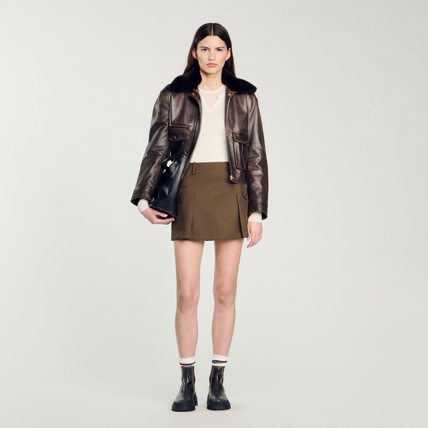 Wool Layered Effect Jumper Ecru