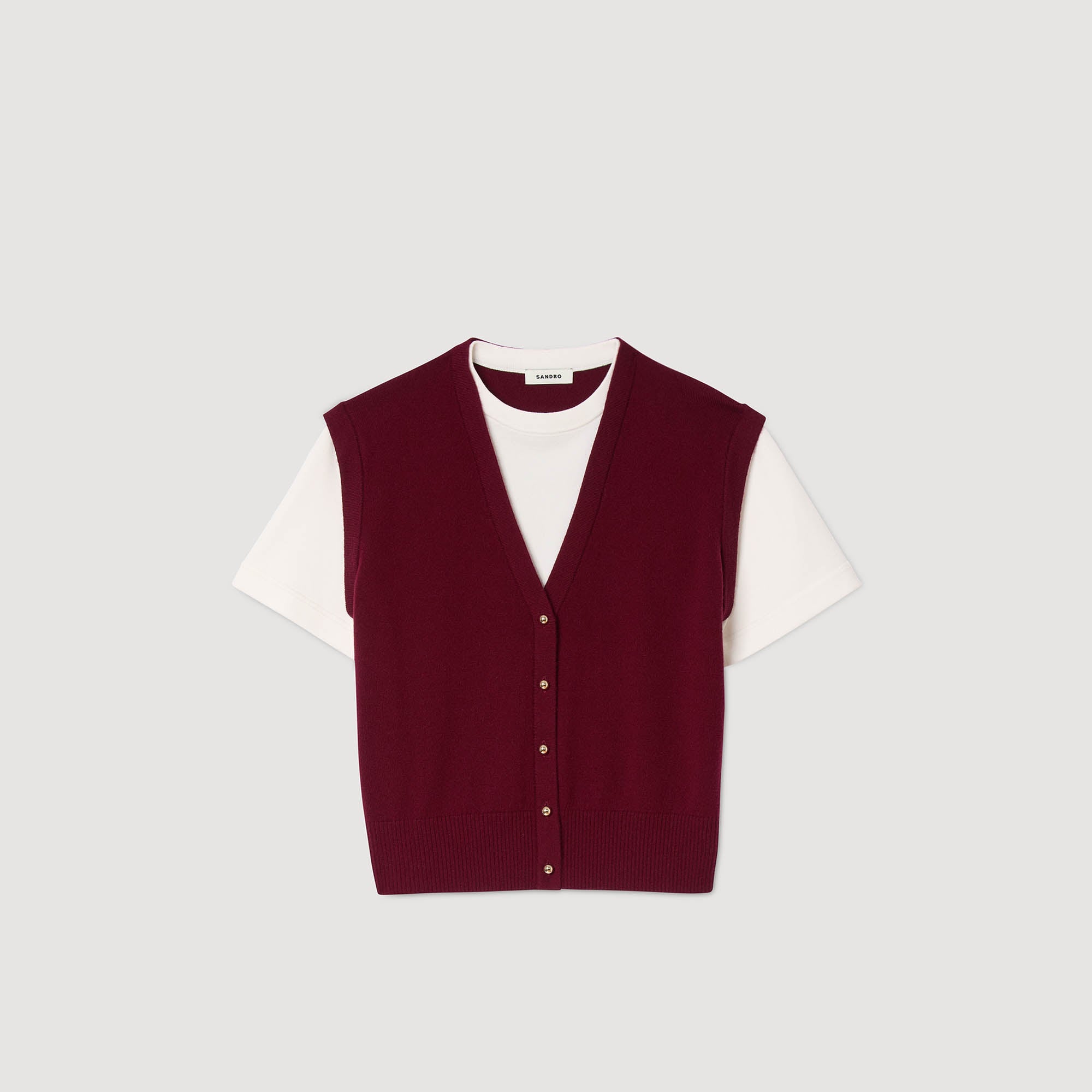 Two Tone Wool And Cashmere Jumper Bordeaux