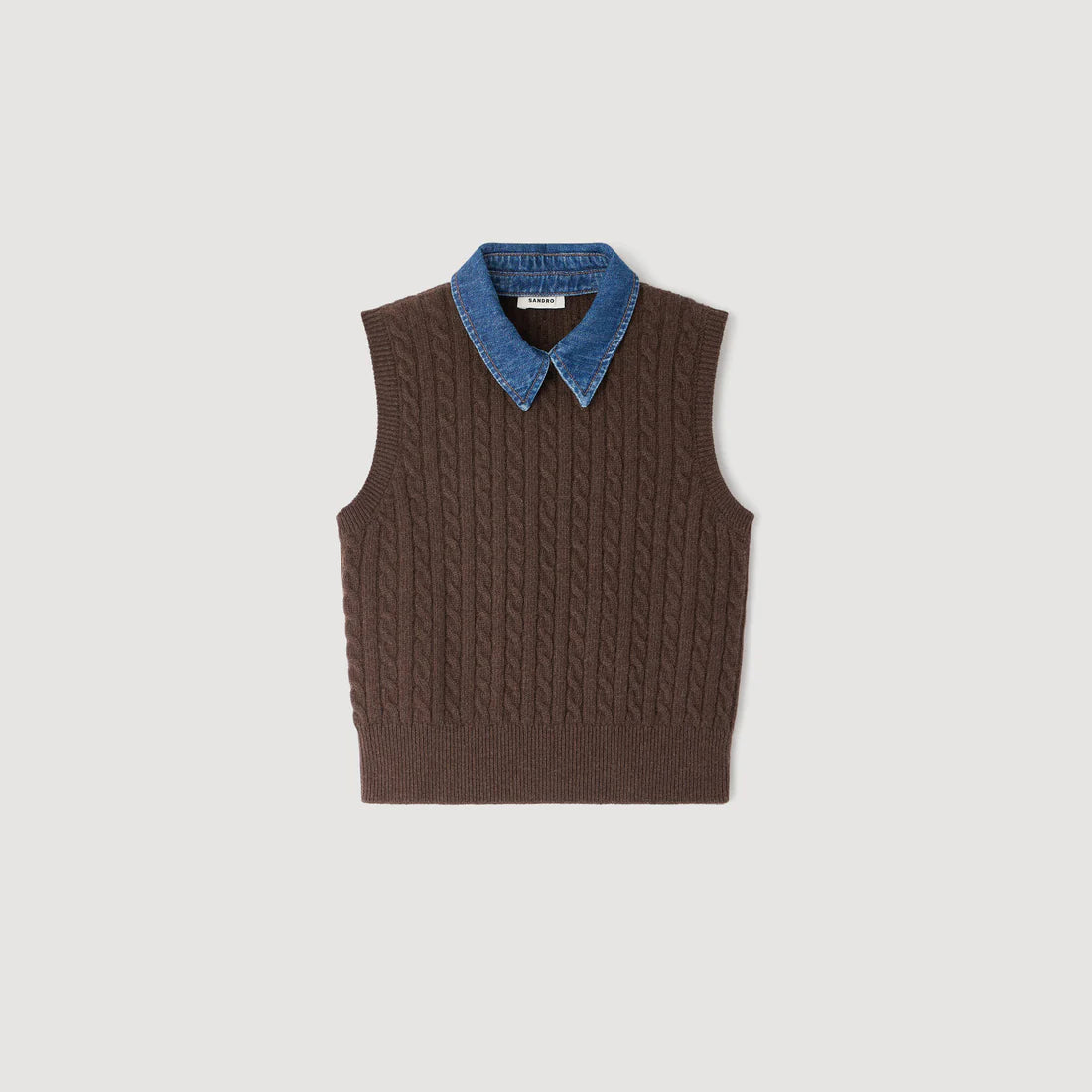 Avignon Knit And Denim Jumper Brown