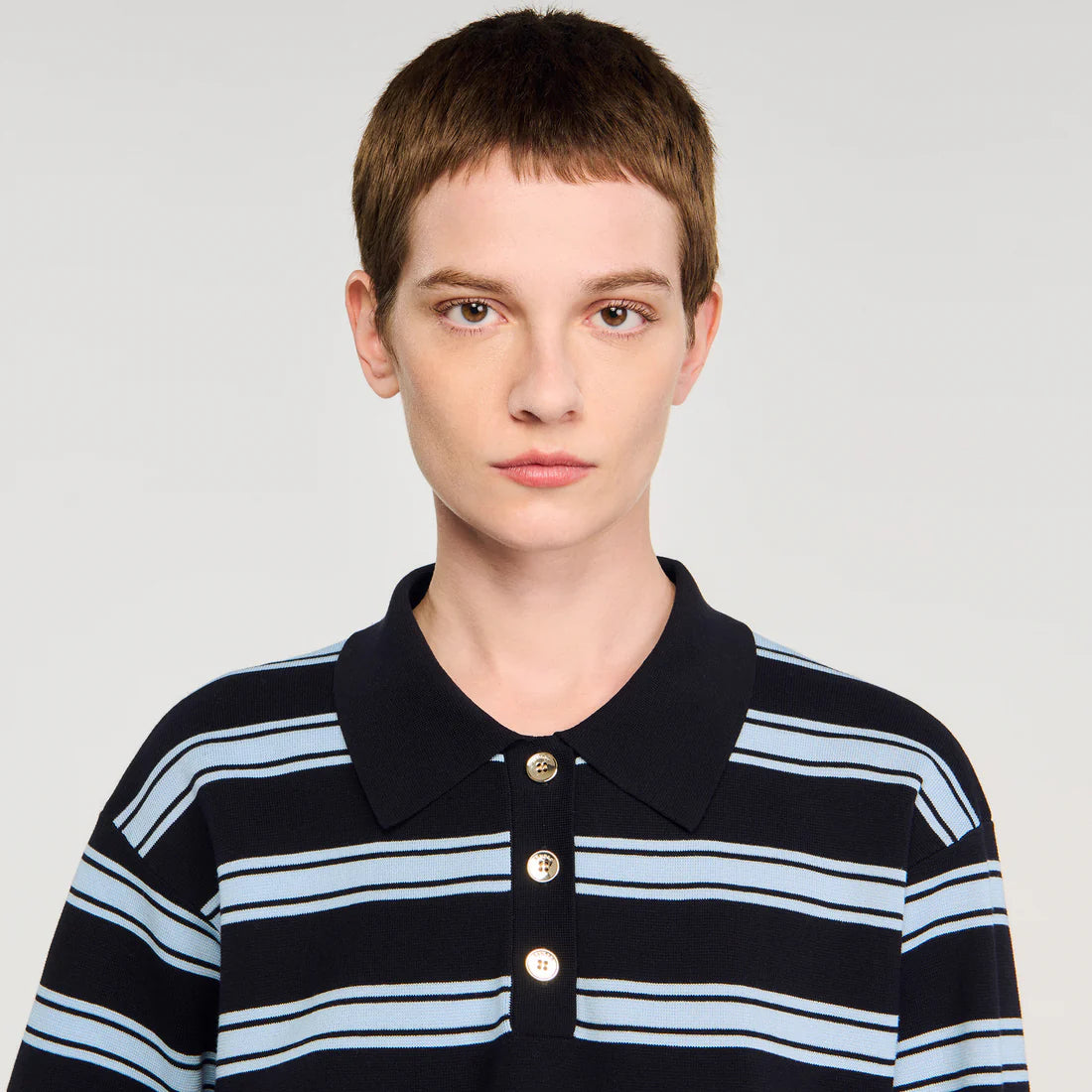 Stanislas Striped Polo Jumper Navy Blue