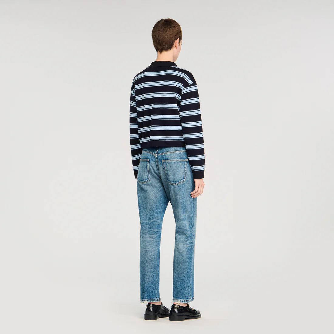 Stanislas Striped Polo Jumper Navy Blue