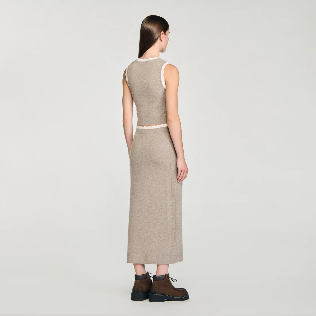 Eleo High-Neck Knit Jumper Taupe