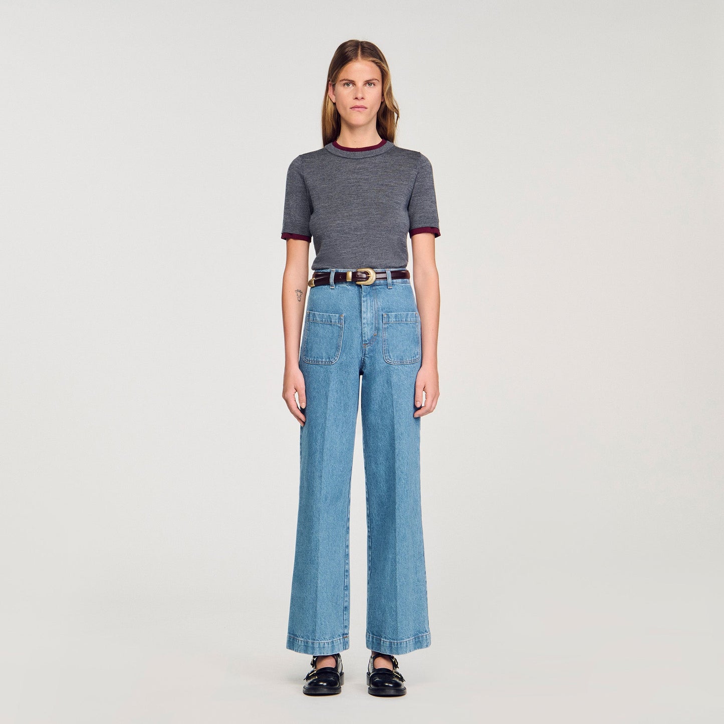 Erel Two-Tone Cropped Jumper Grey