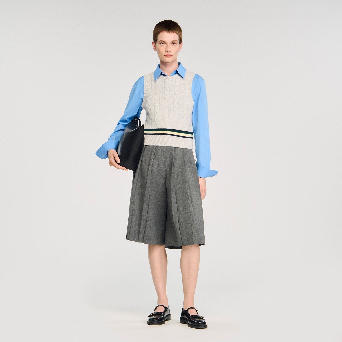 Sleeveless Short Jumper Grey
