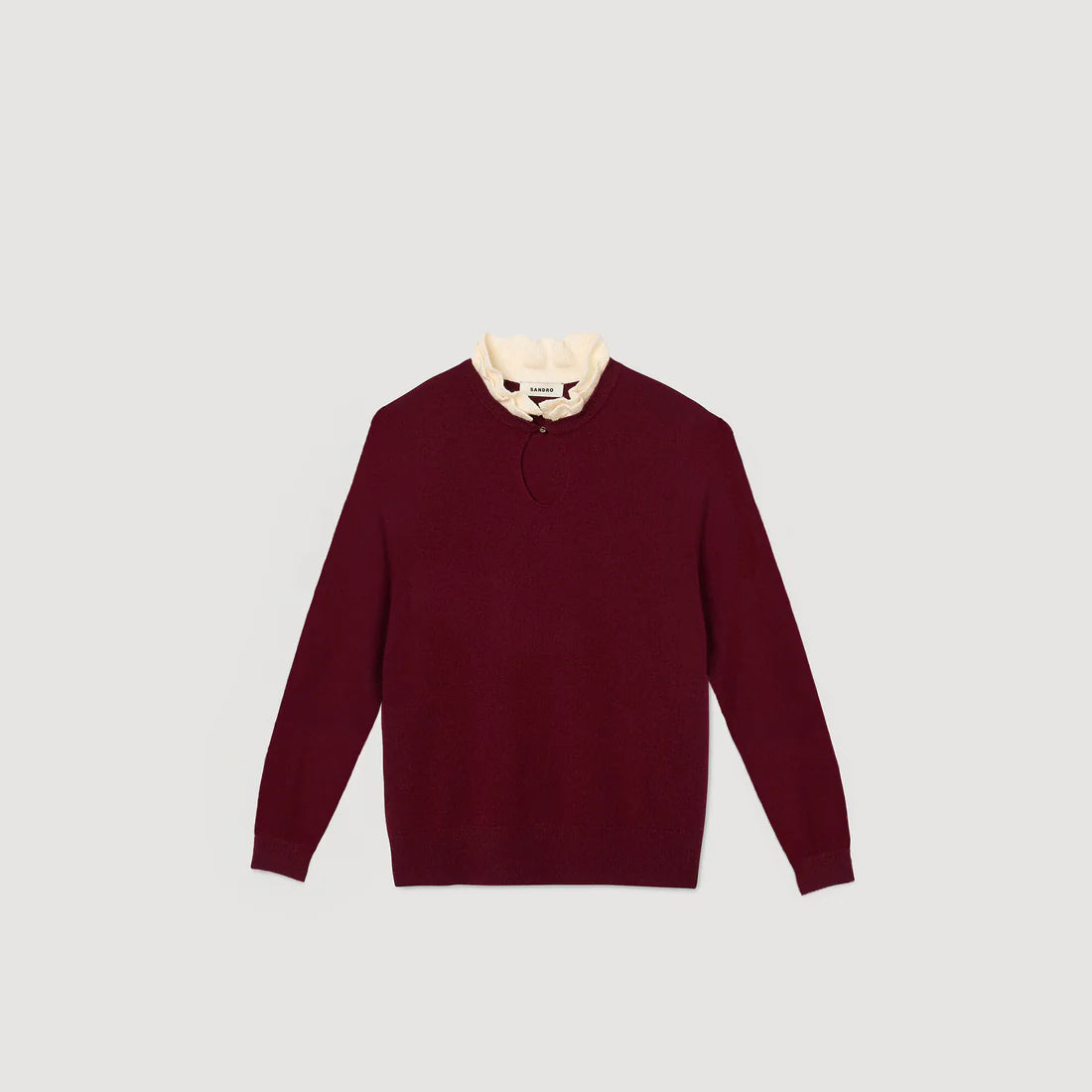 Amaris Ruffled-Neck Jumper Bordeaux