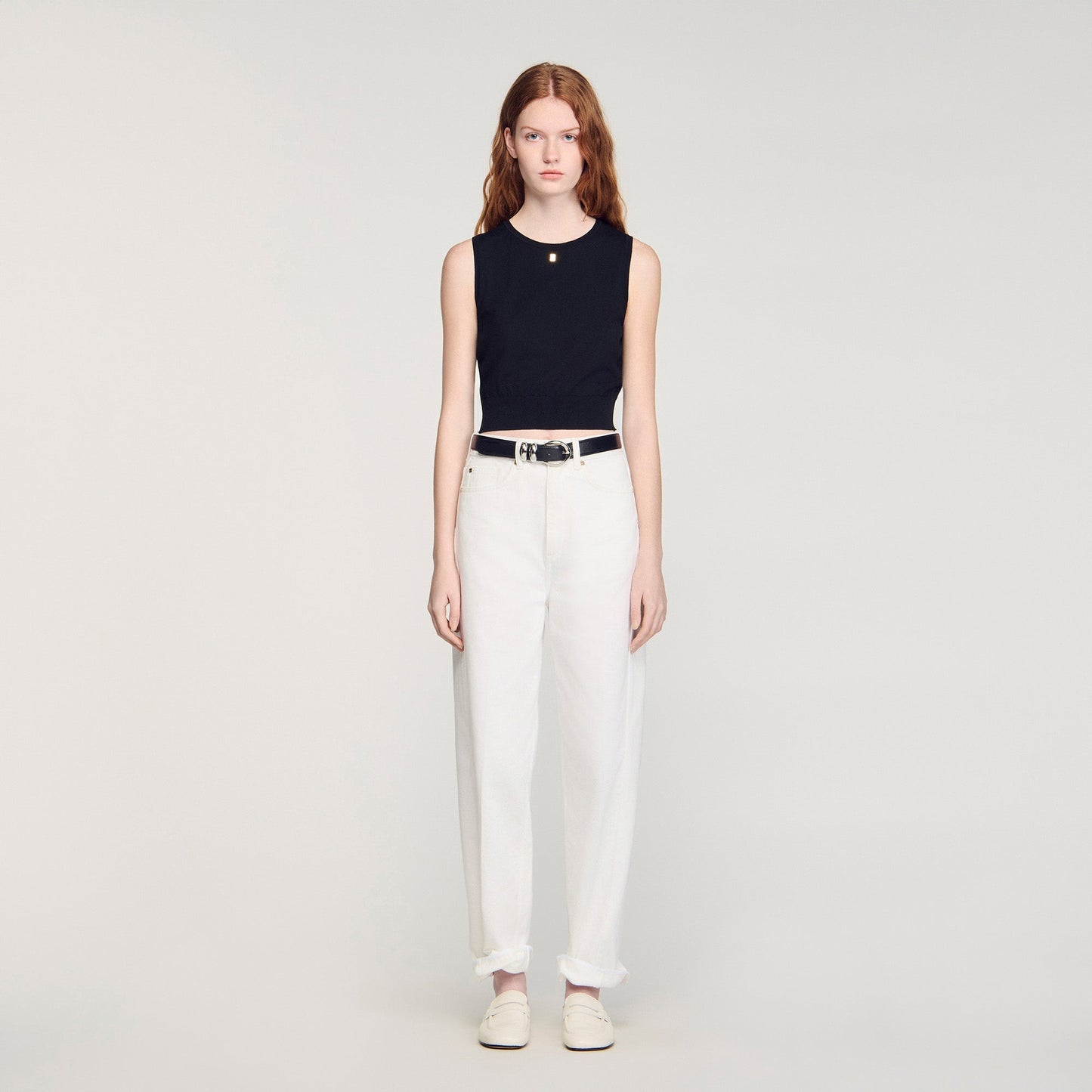Timeo Sleeveless Short Knit Jumper Black