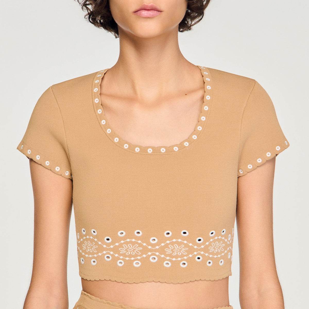 Siena Jumper With Contrast Embroidery Beige