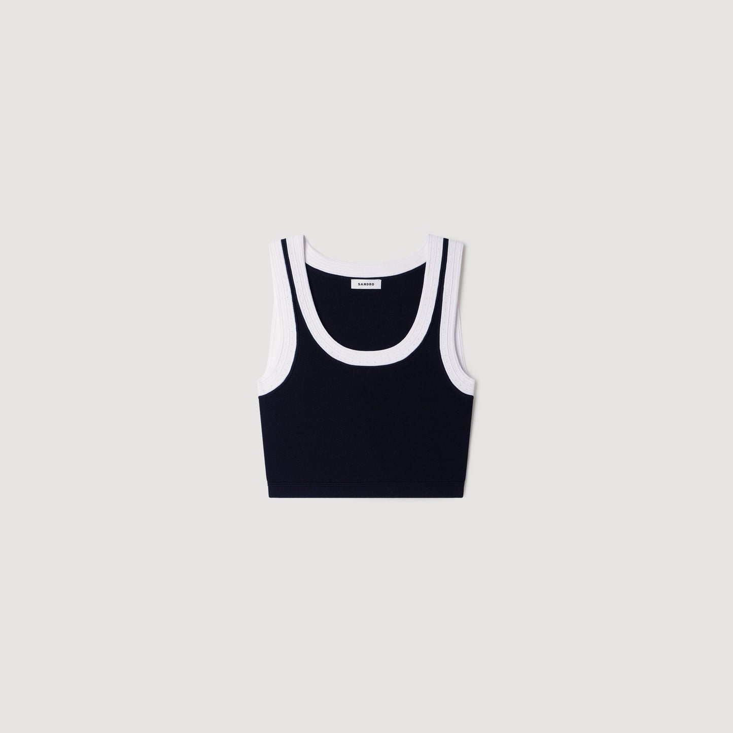 Villa Two-Tone Cropped Knit Top Black