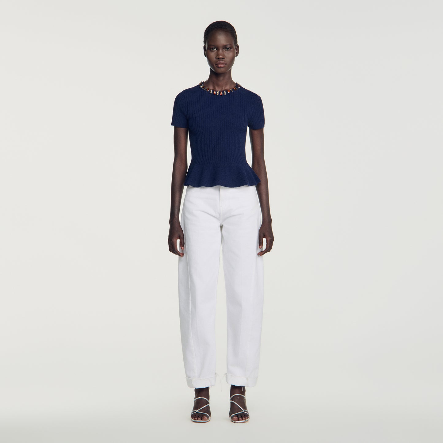 Jesse Ribbed wool and cashmere jumper Navy Blue