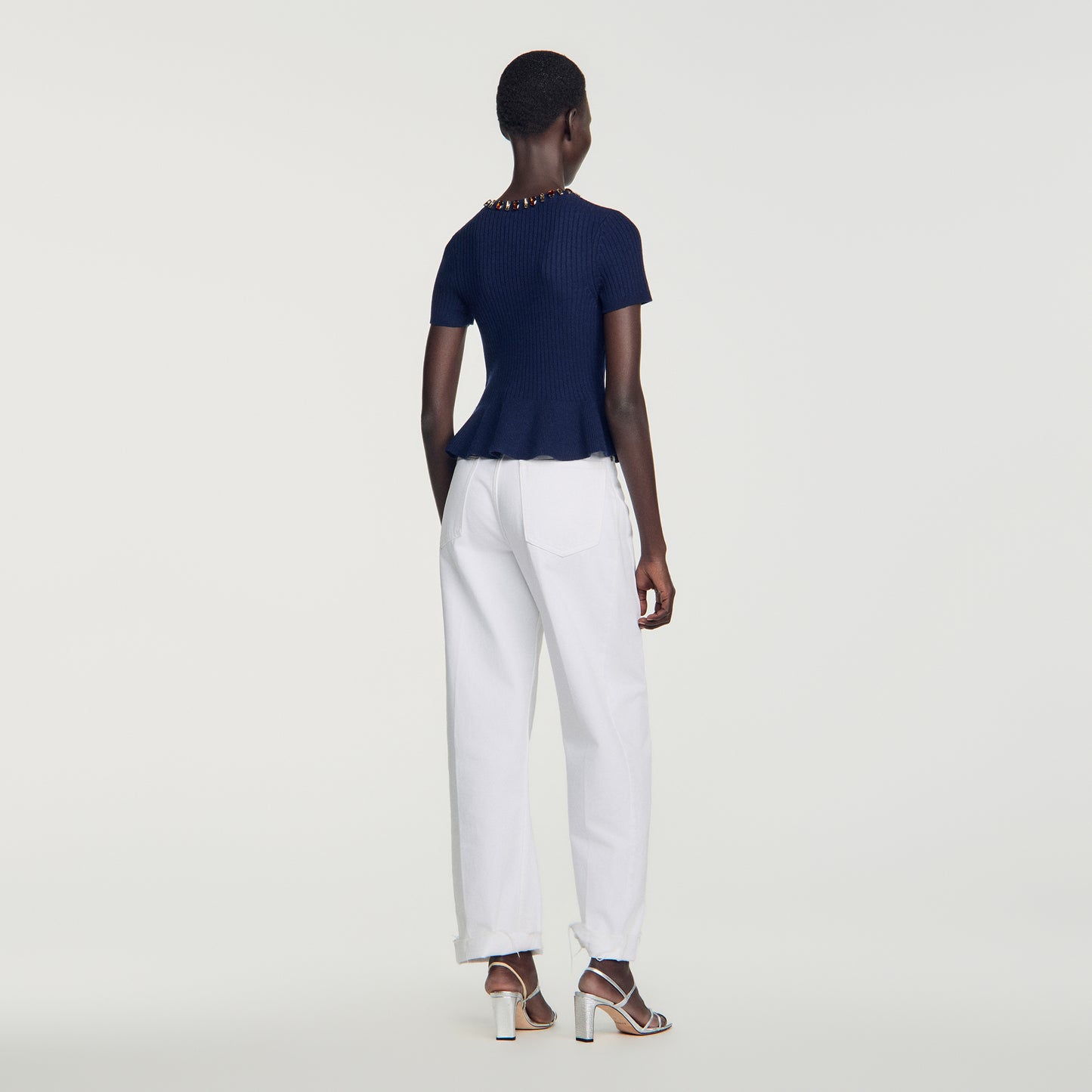 Jesse Ribbed wool and cashmere jumper Navy Blue