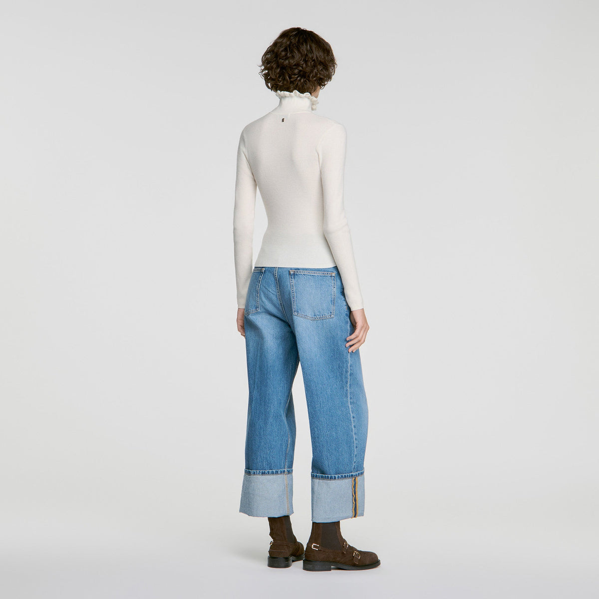 Lana Ruffled roll-neck wool jumper Ecru