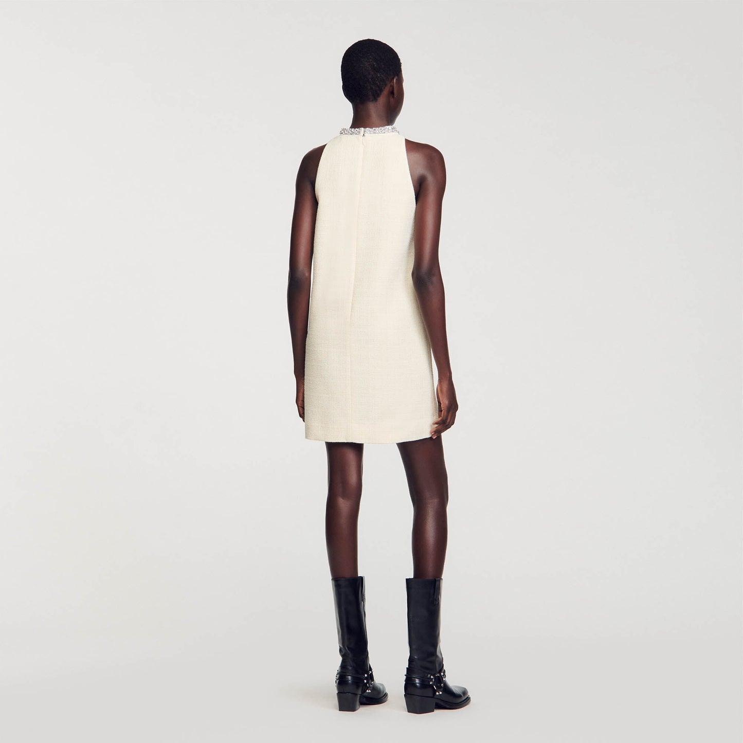 Dress With Jewellery Collar Ecru