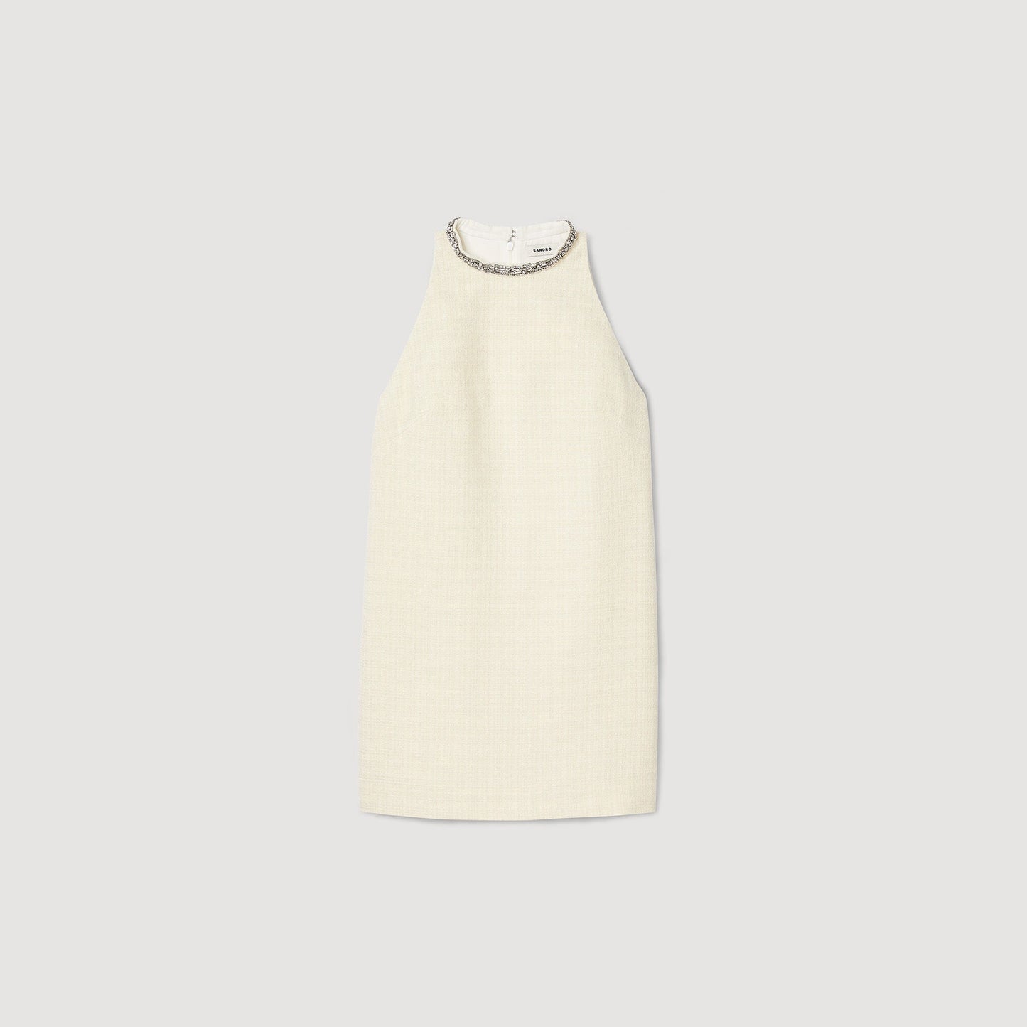 Dress With Jewellery Collar Ecru