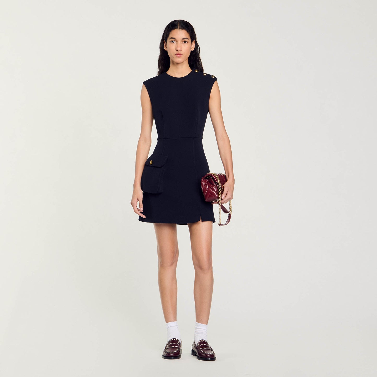 Short Dress With Buttons Navy Blue