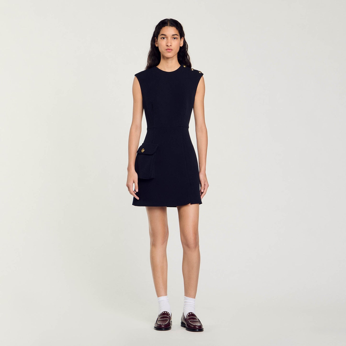 Short Dress With Buttons Navy Blue