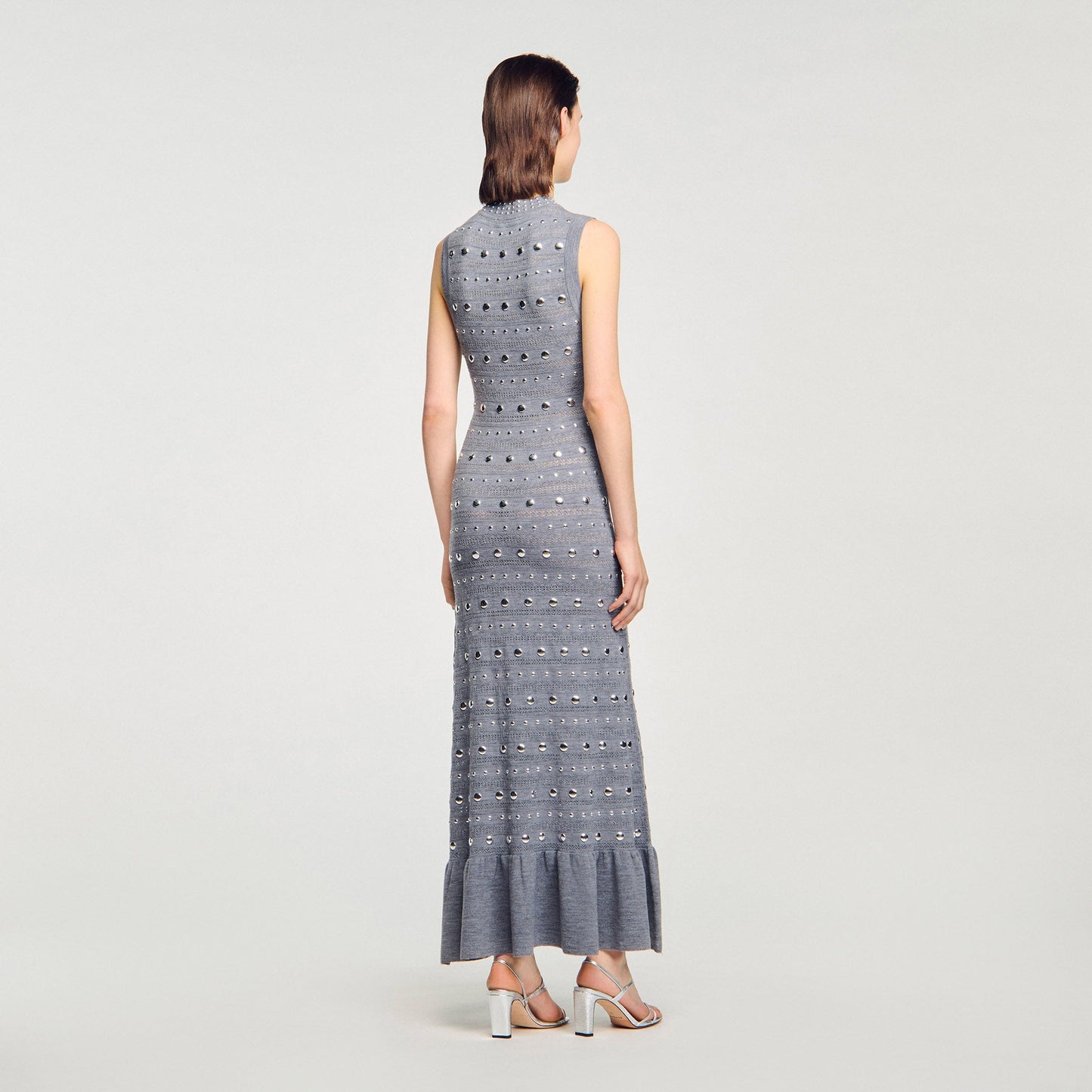 Venus Knit Maxi Dress With Studs Grey