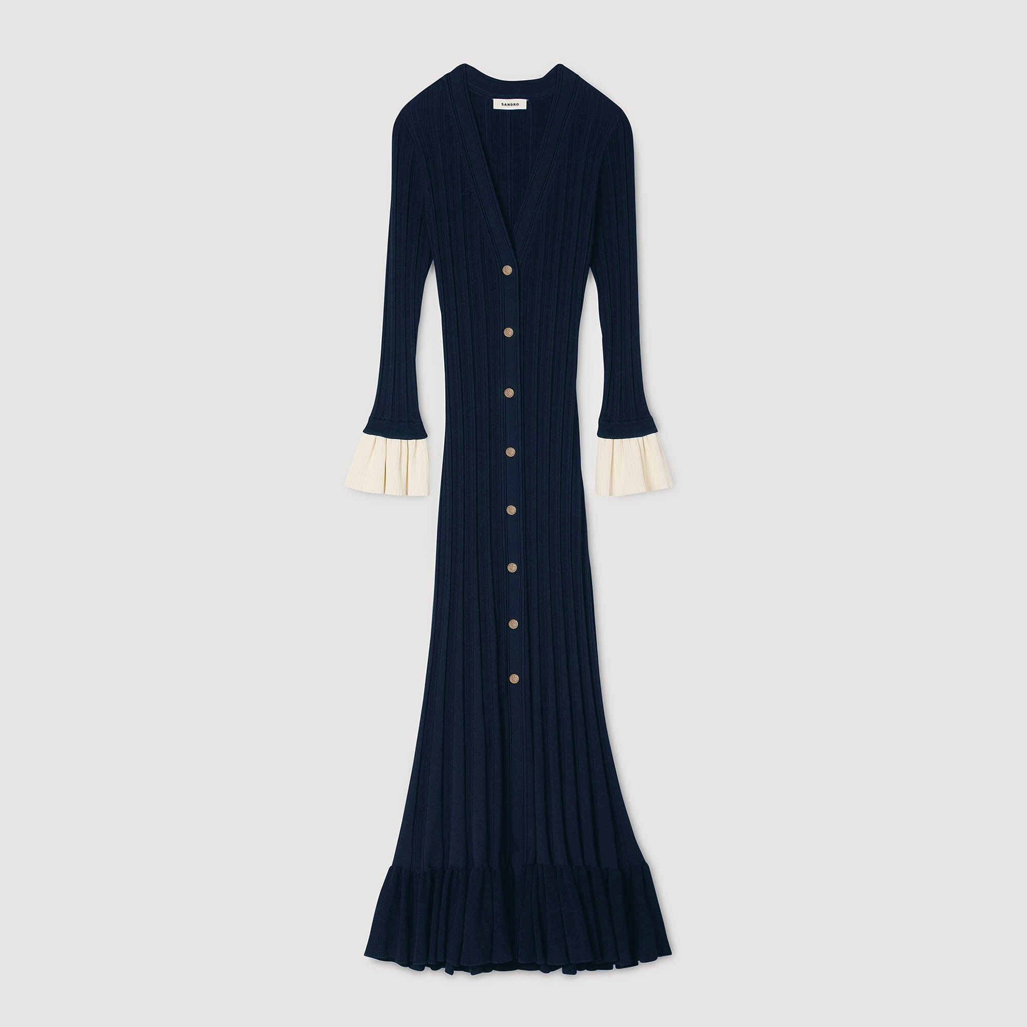 Nara Two-Tone Knit Maxi Dress Navy Blue