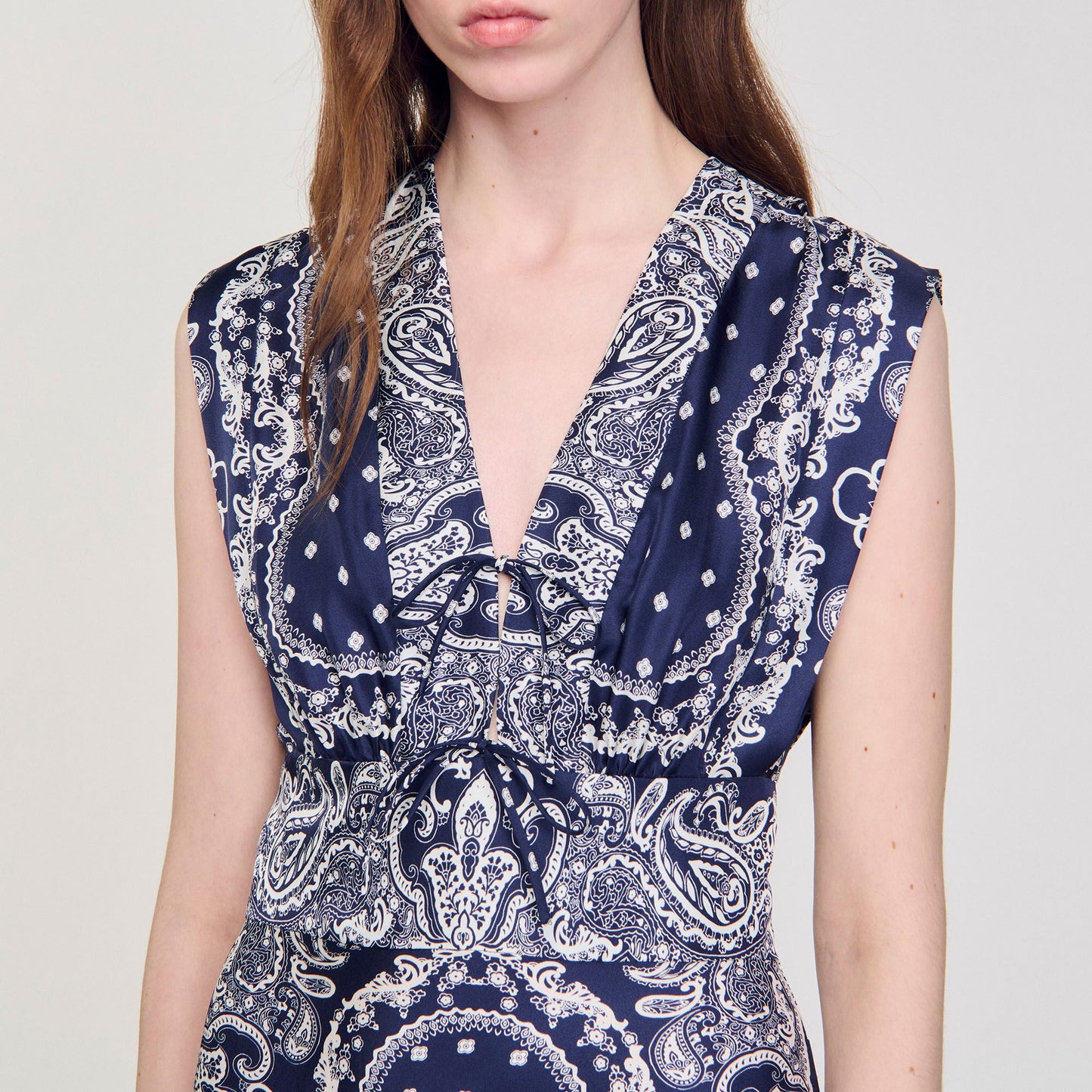 Orlina Bandana-Print Maxi Dress Blu / White