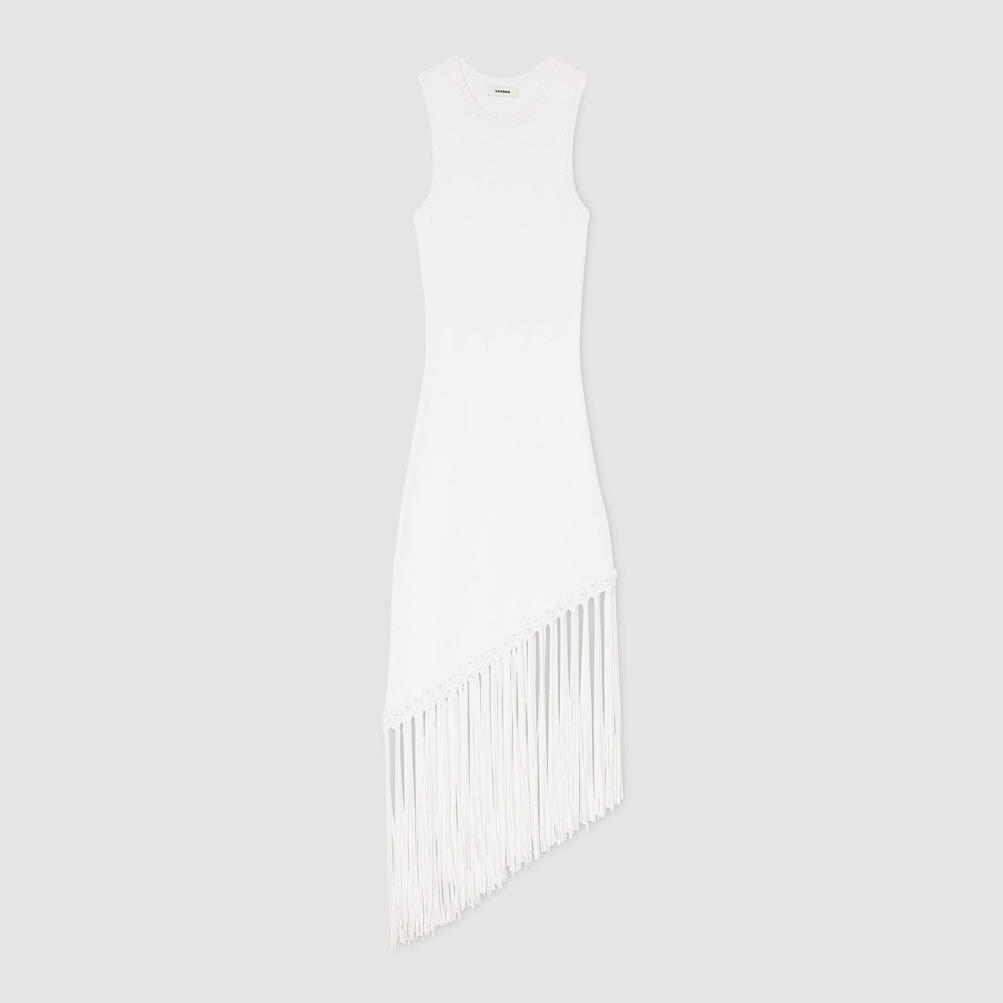 Heloise Fringed Crochet Maxi Dress White