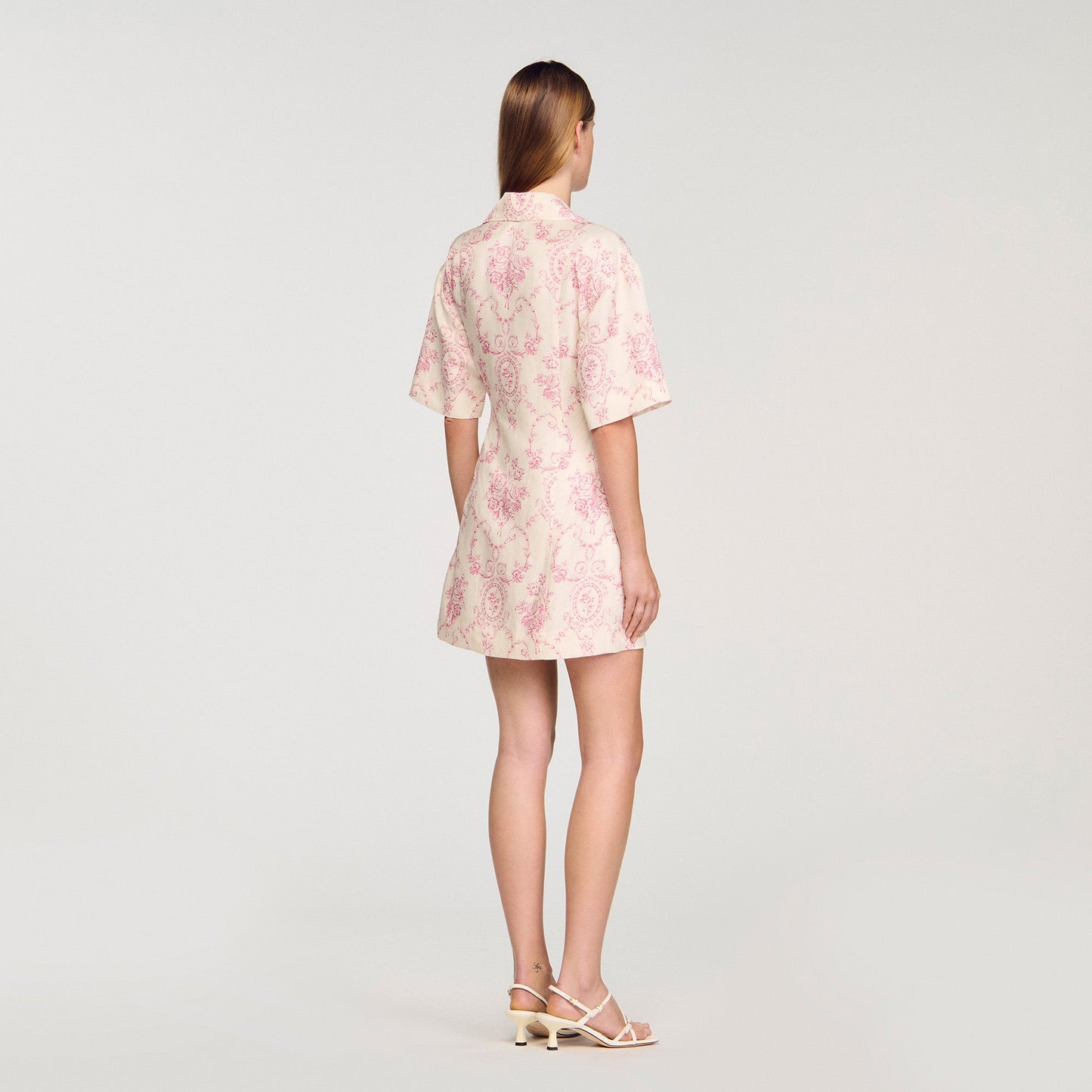 Melbourne Floral Print Short Dress Pink / Ecru