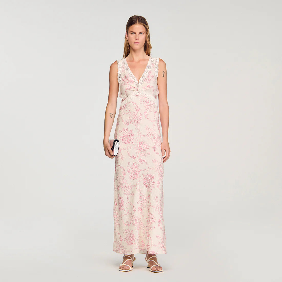 Brisbane Lace-Trimmed Maxi Dress Pink / Ecru