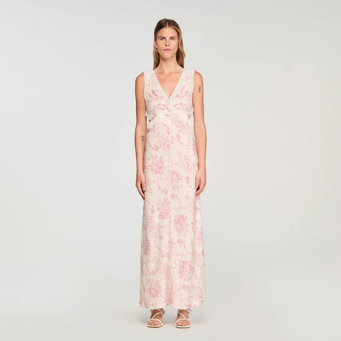 Brisbane Lace-Trimmed Maxi Dress Pink / Ecru