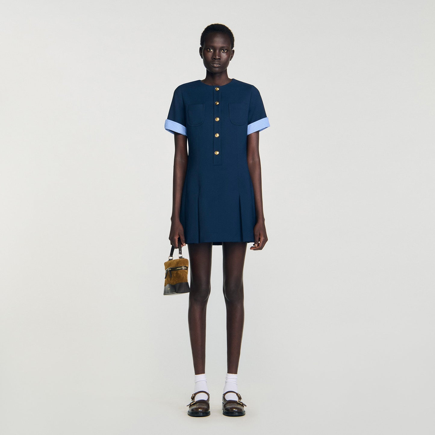 Suzie Short Pleated Dress Navy Blue