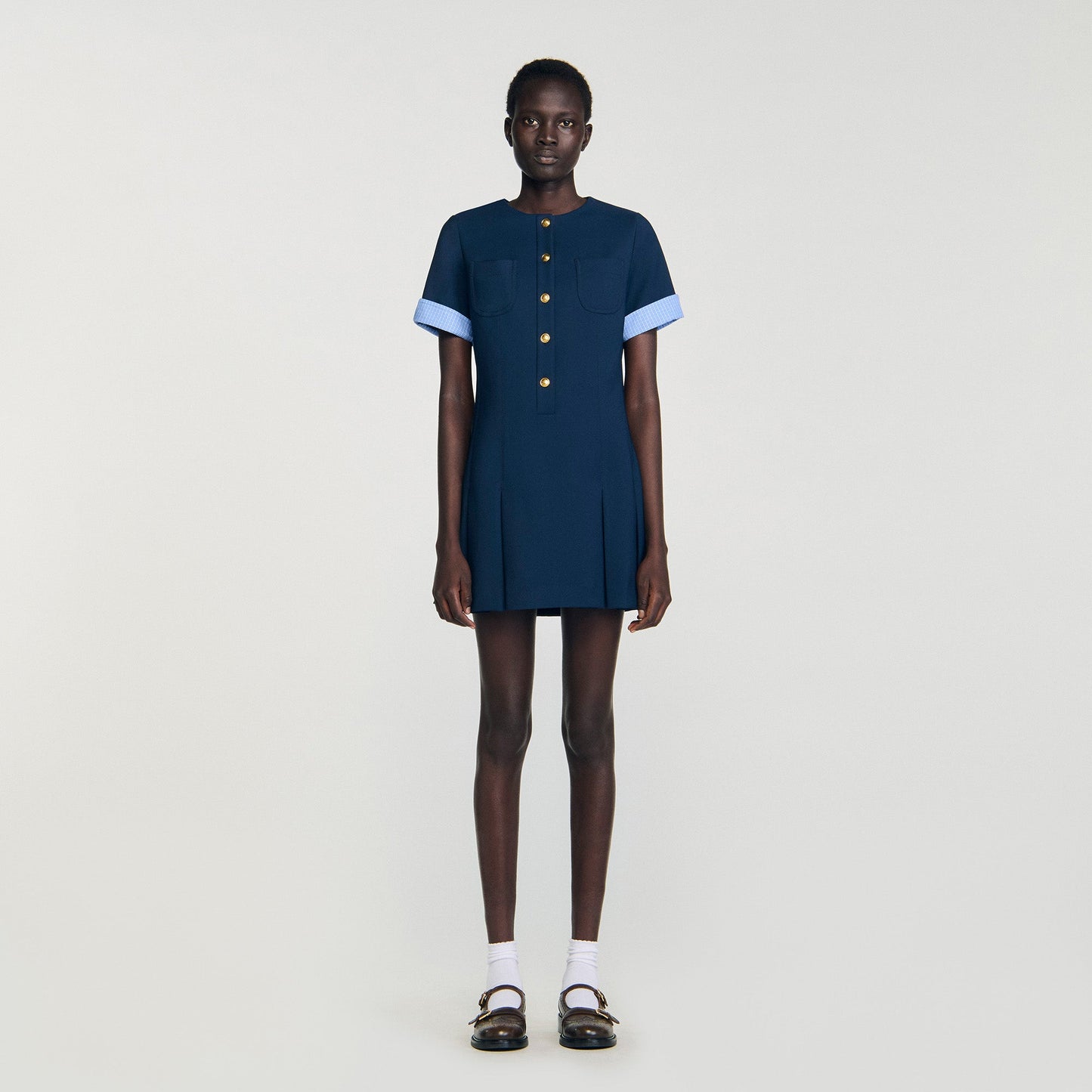 Suzie Short Pleated Dress Navy Blue