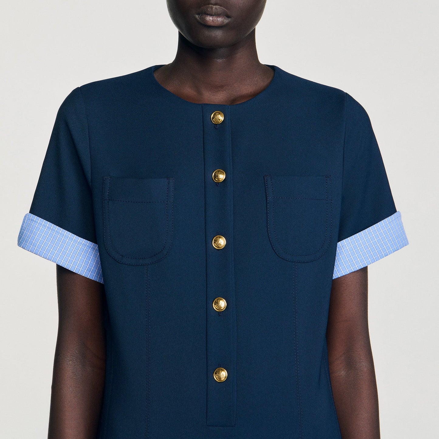 Suzie Short Pleated Dress Navy Blue