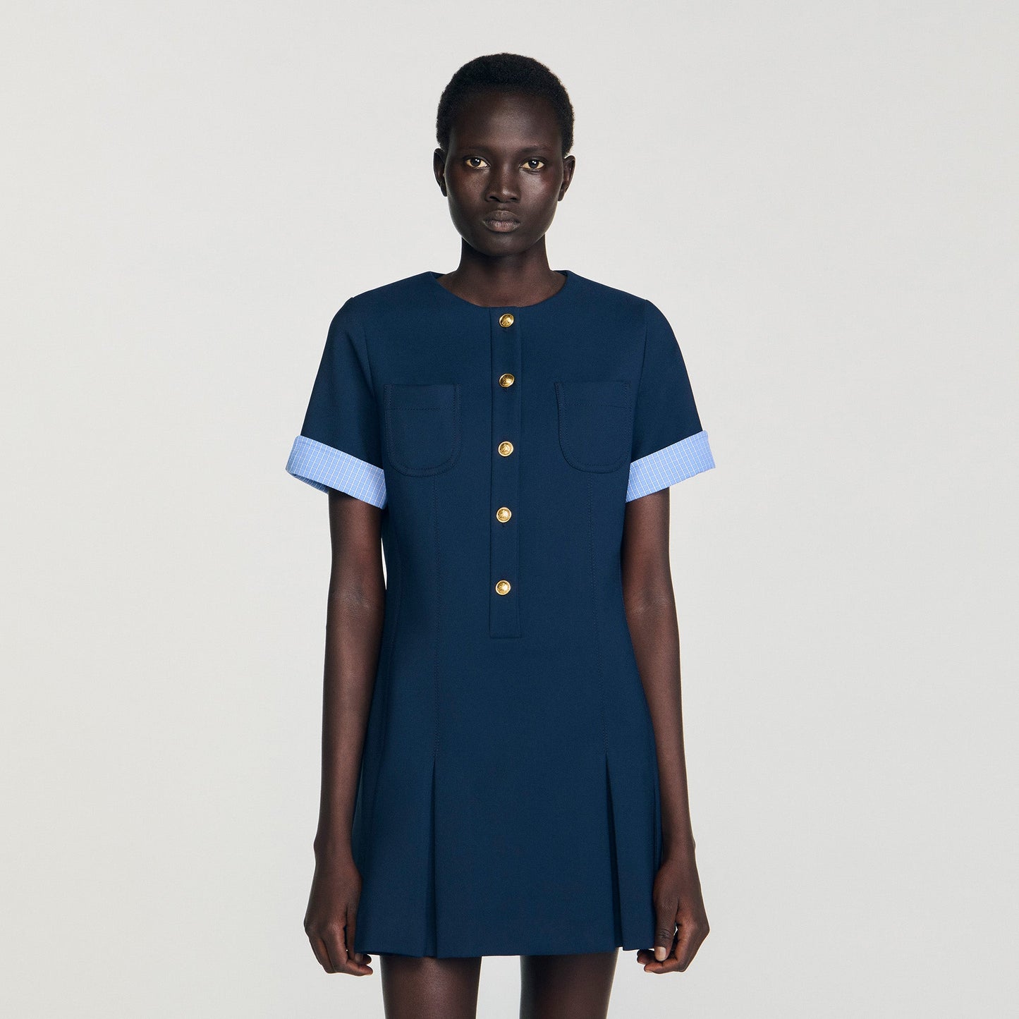 Suzie Short Pleated Dress Navy Blue