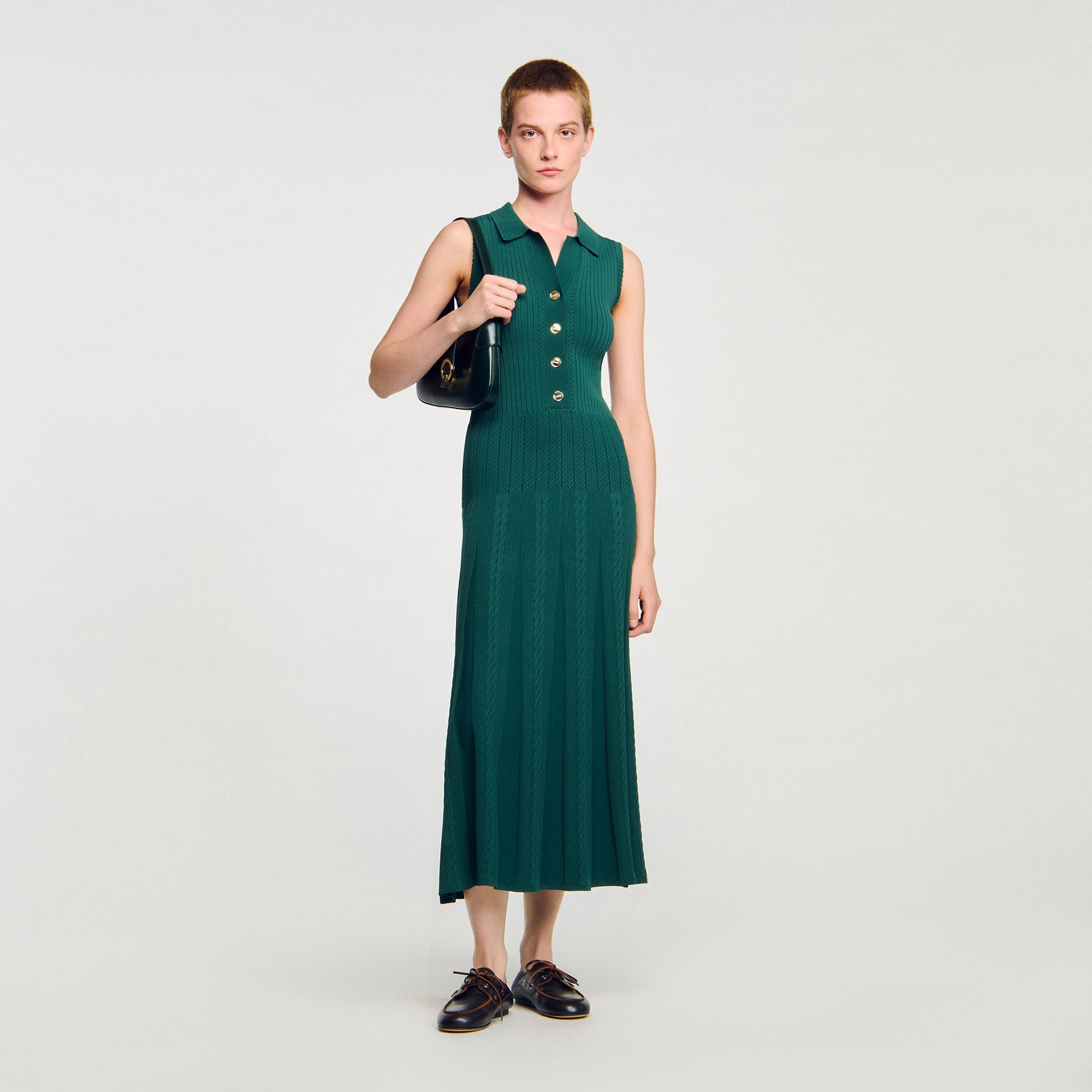 Gwenn Knit Dress With Polo Neck Dark Green