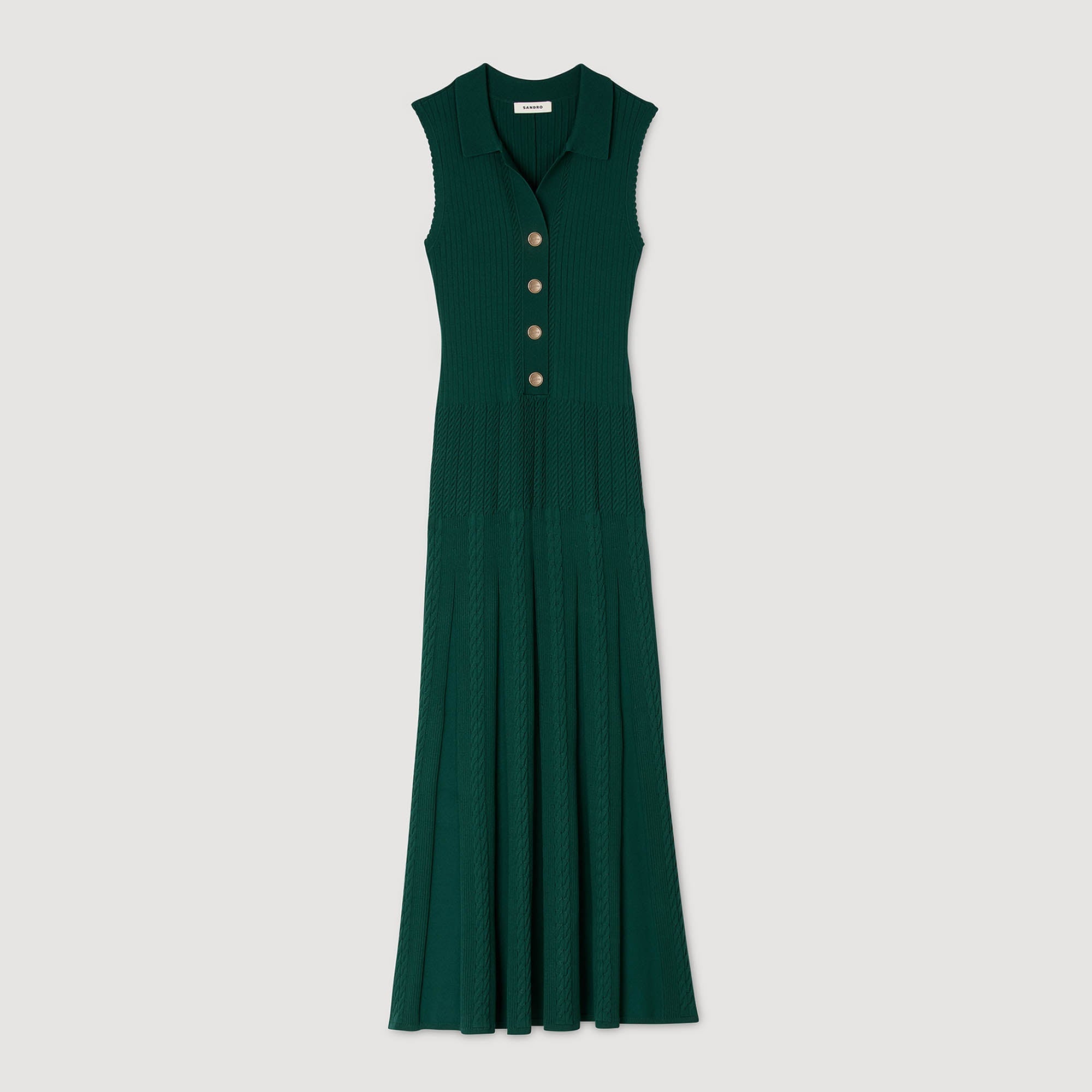 Gwenn Knit Dress With Polo Neck Dark Green