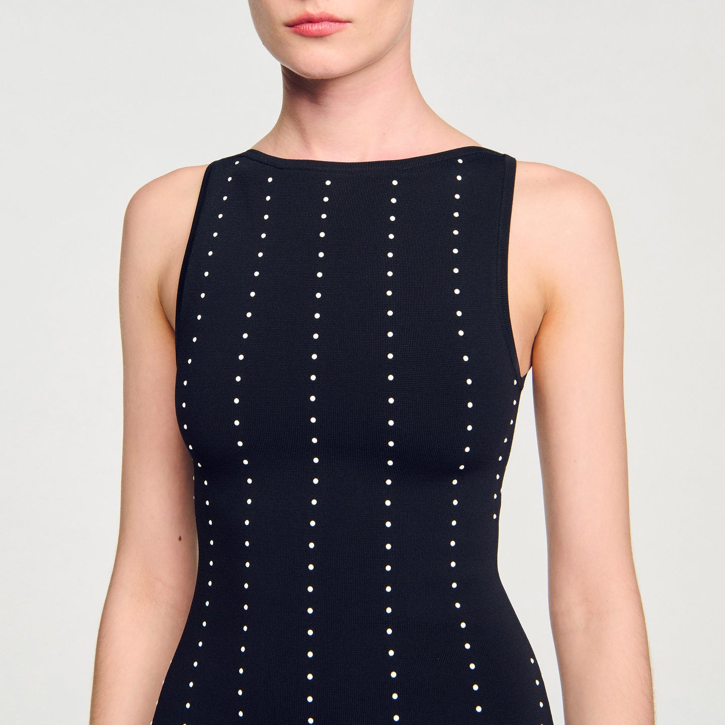 Aphrodite Fringed Knit Maxi Dress Black