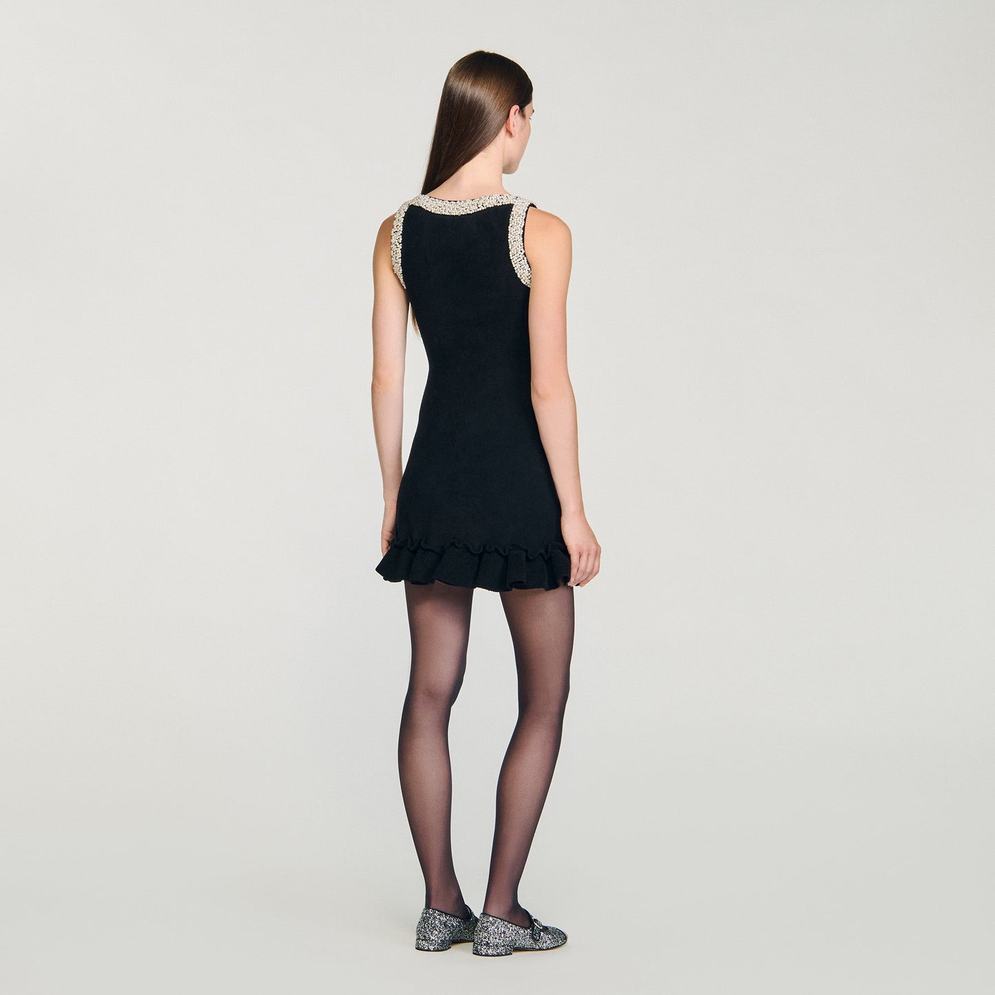 Divina Short Beaded Dress Black