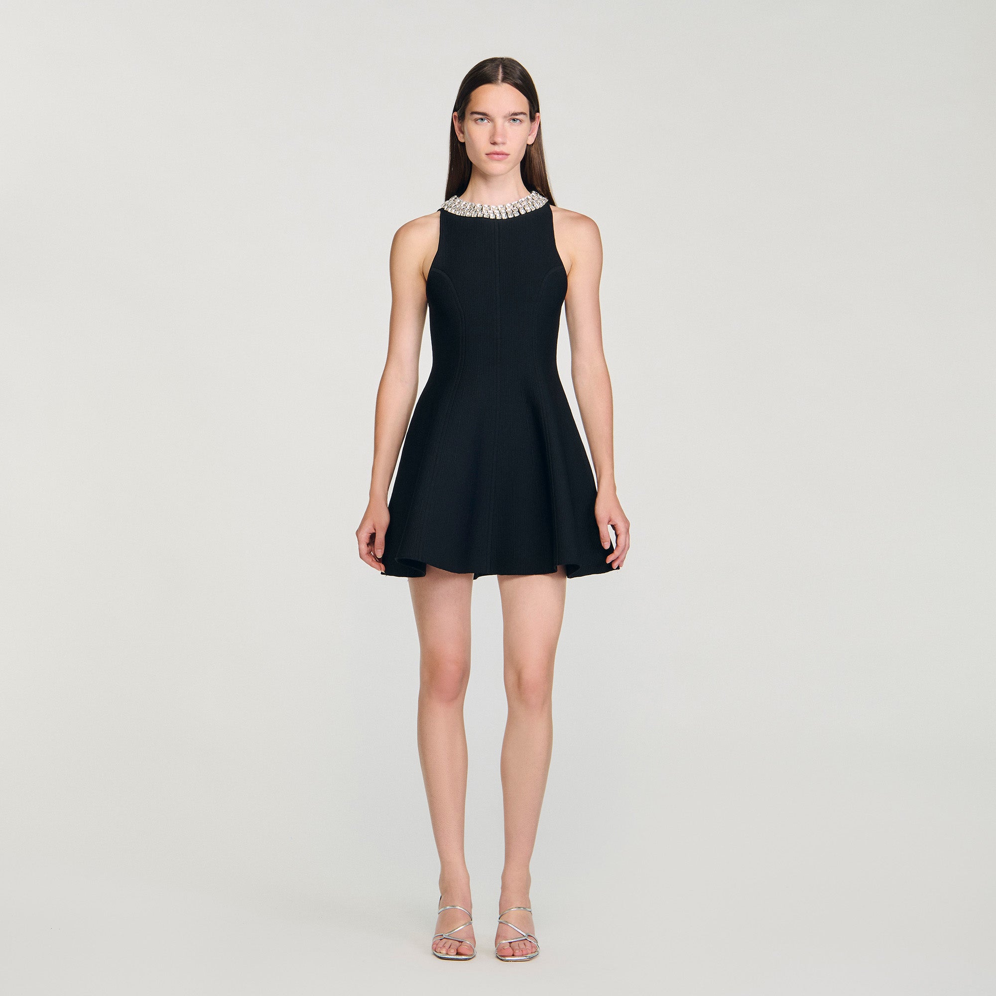 Darcy Short Dress With Pearl Collar Black