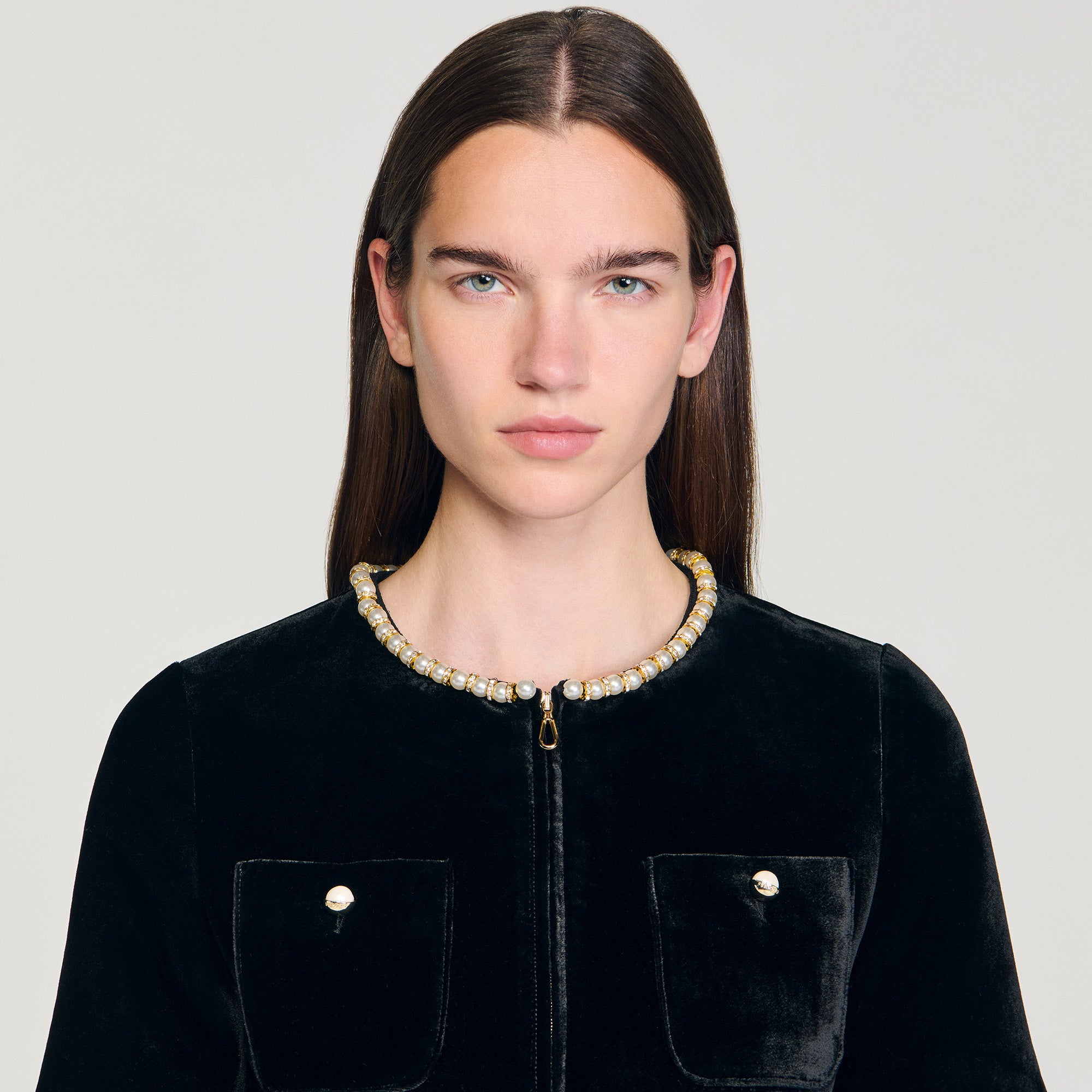 Isadora Short Velvet Dress Black