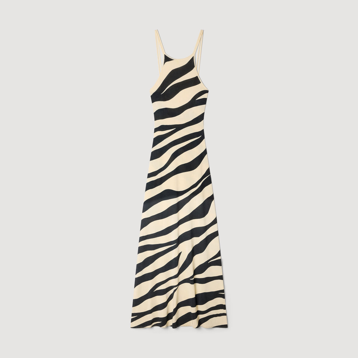 Zebraza Zebra Print Knit Maxi Dress Ecru / Black