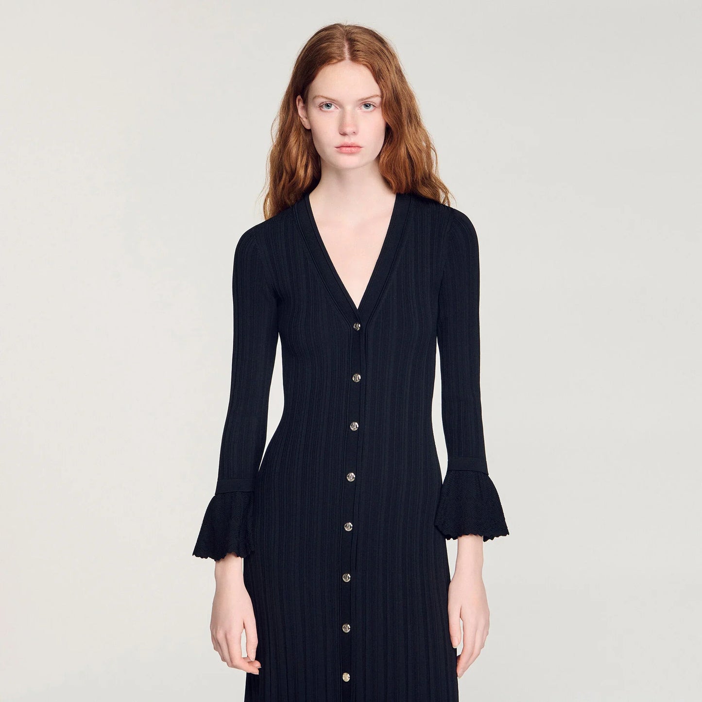 Narya Knit Maxi Dress With Ruffle Black