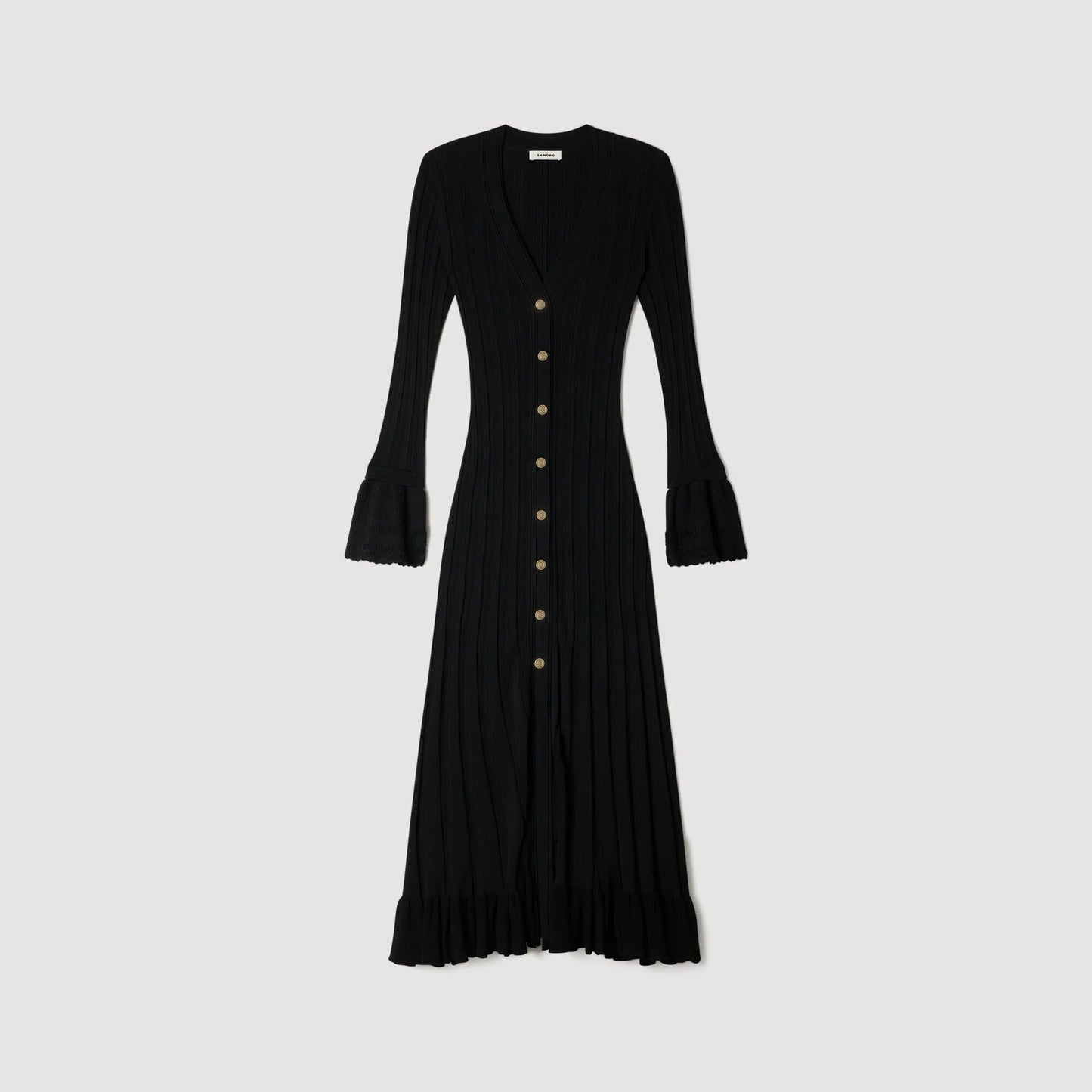 Narya Knit Maxi Dress With Ruffle Black