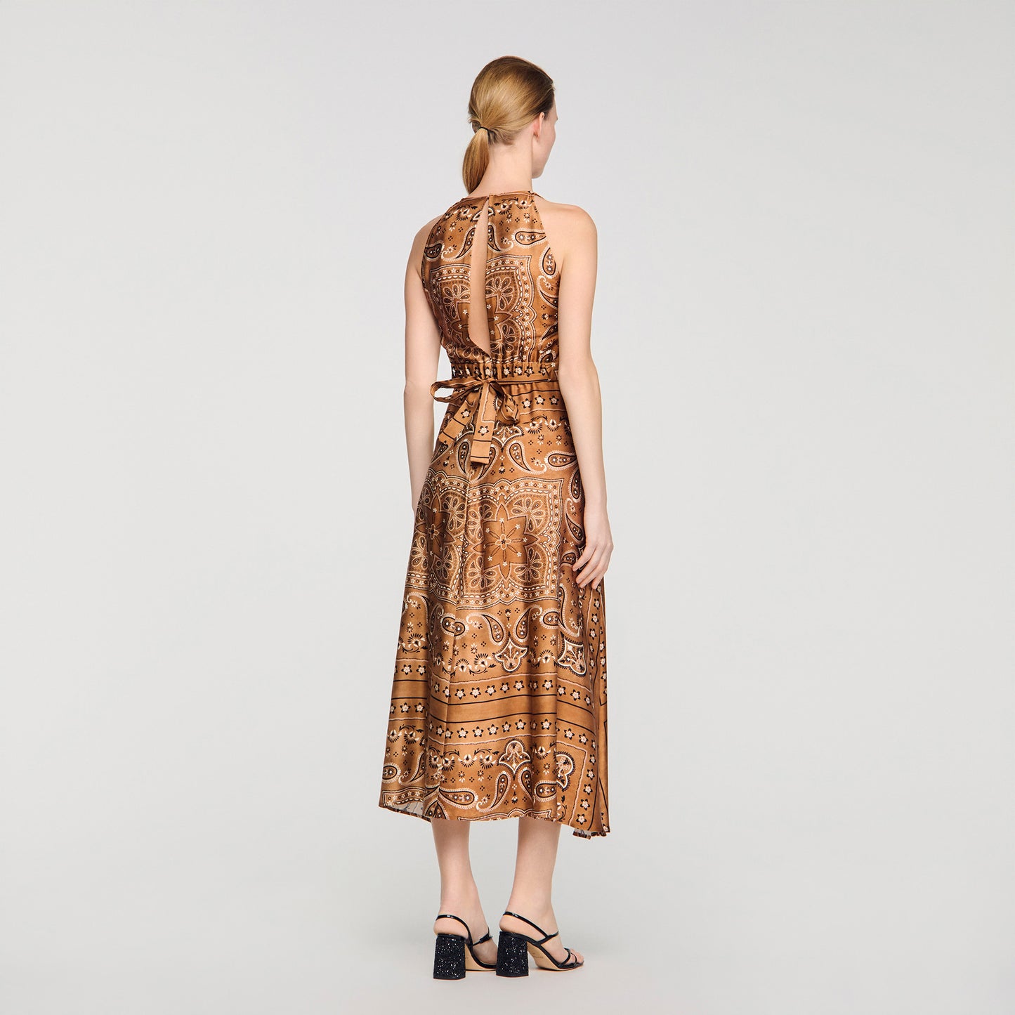 Melanie Bandana-Print Maxi Dress Brown / Black