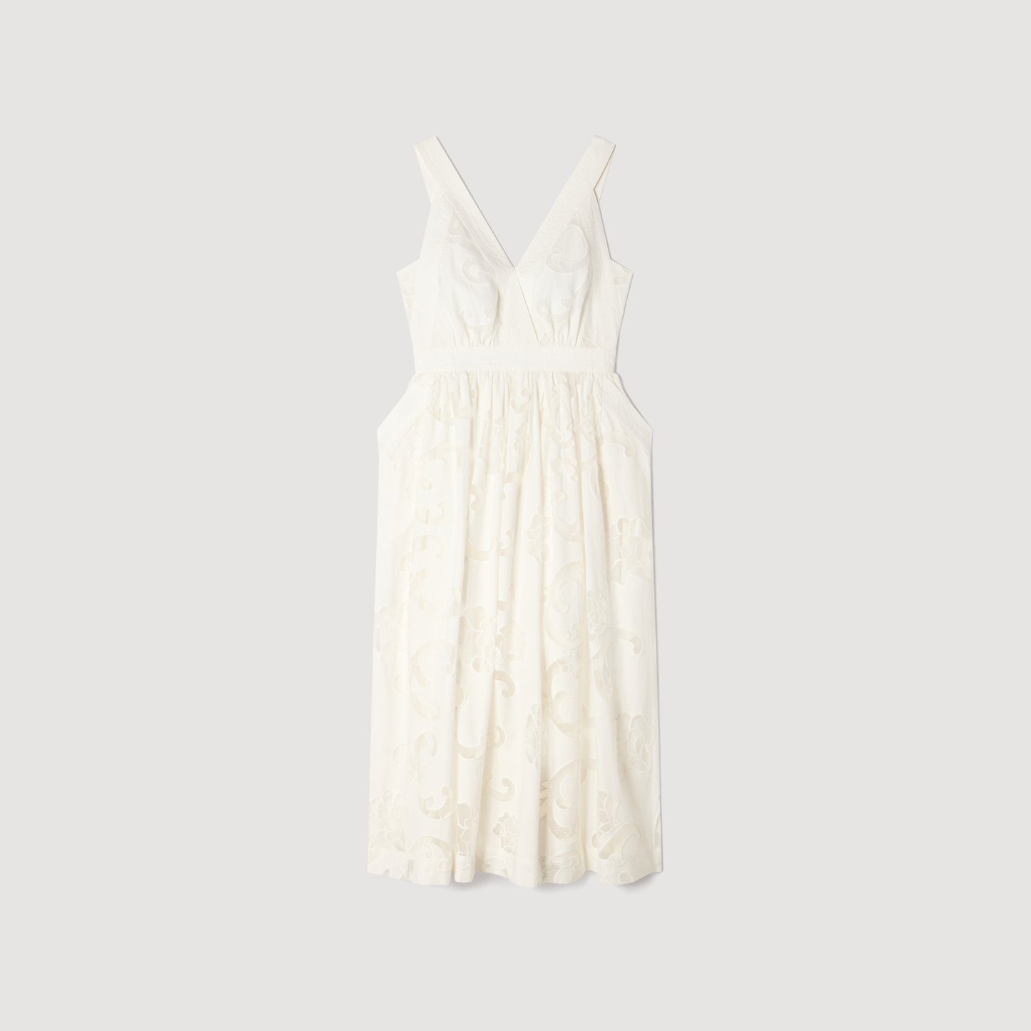Lucie Openwork Floral Cotton Maxi Dress Ecru