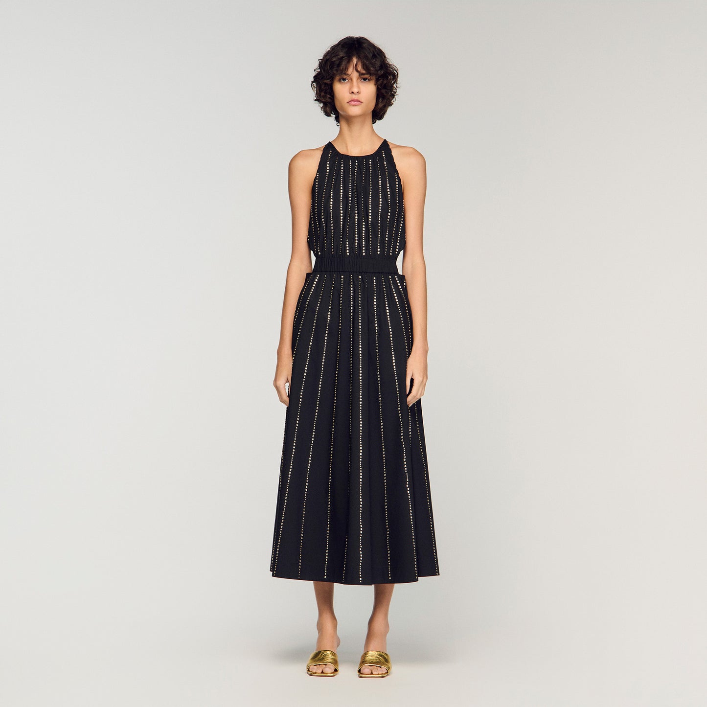 Mexique Rhinestone Maxi Dress Black