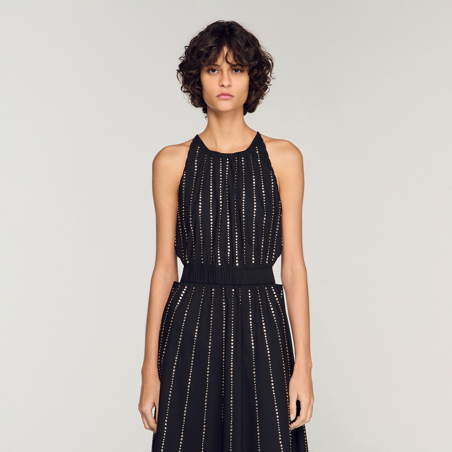 Mexique Rhinestone Maxi Dress Black