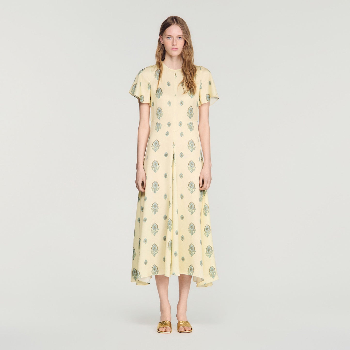 Calaventi Paisley print maxi dress Light Yellow