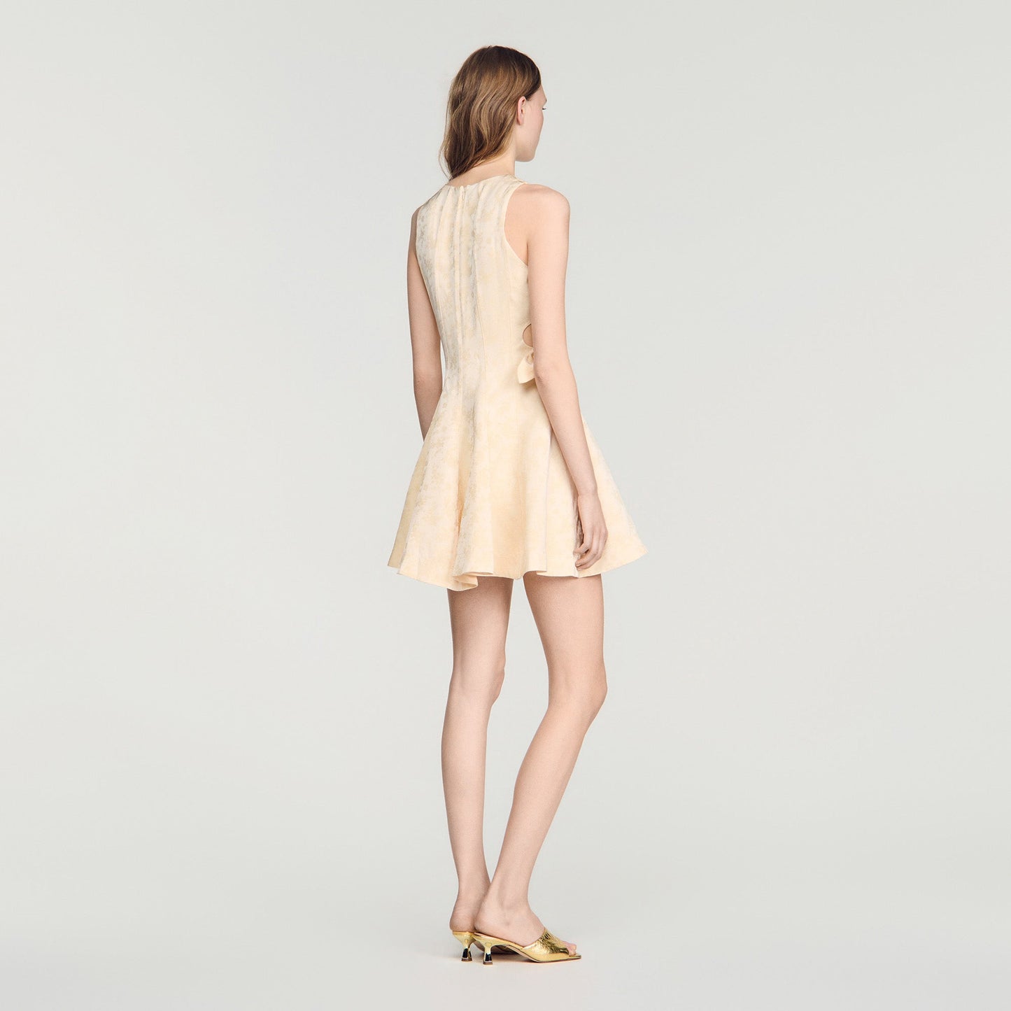 Amalena Short Floral Jacquard Dress Vanilla
