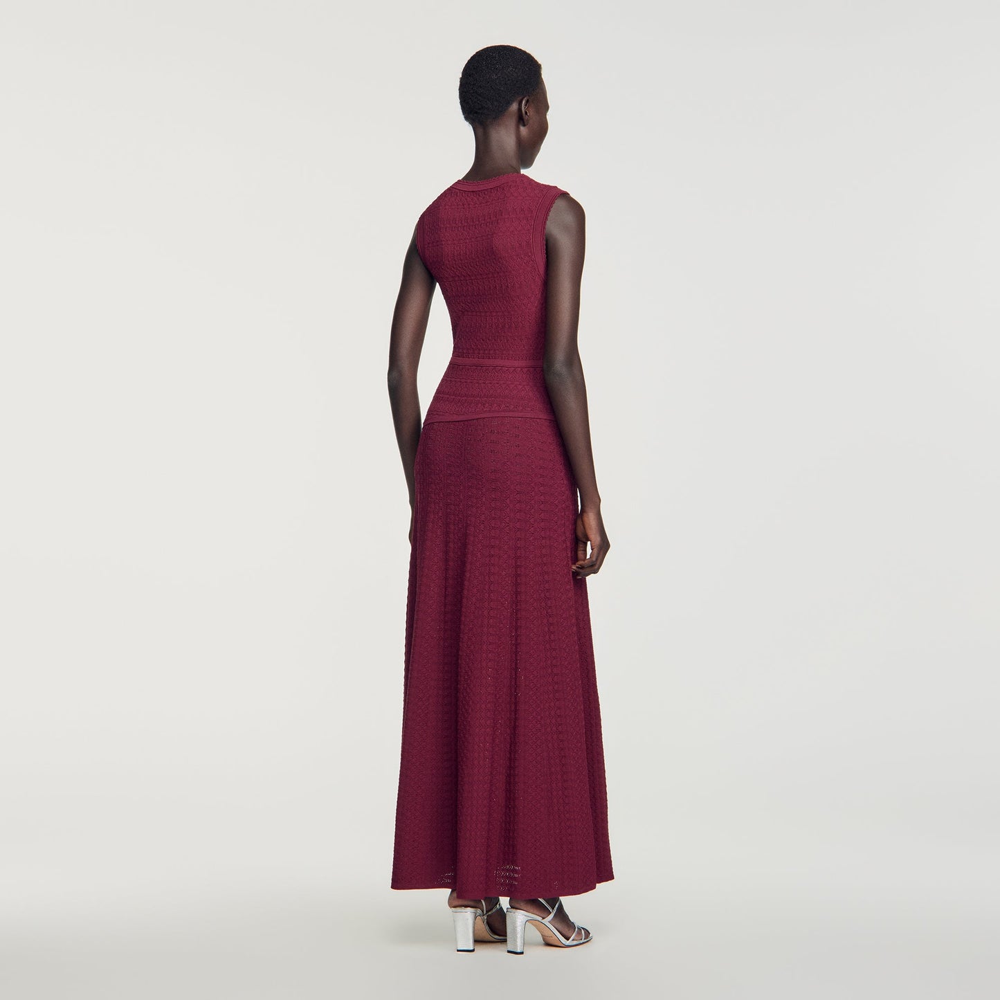 Samantha Pointelle knit maxi dress Bordeaux