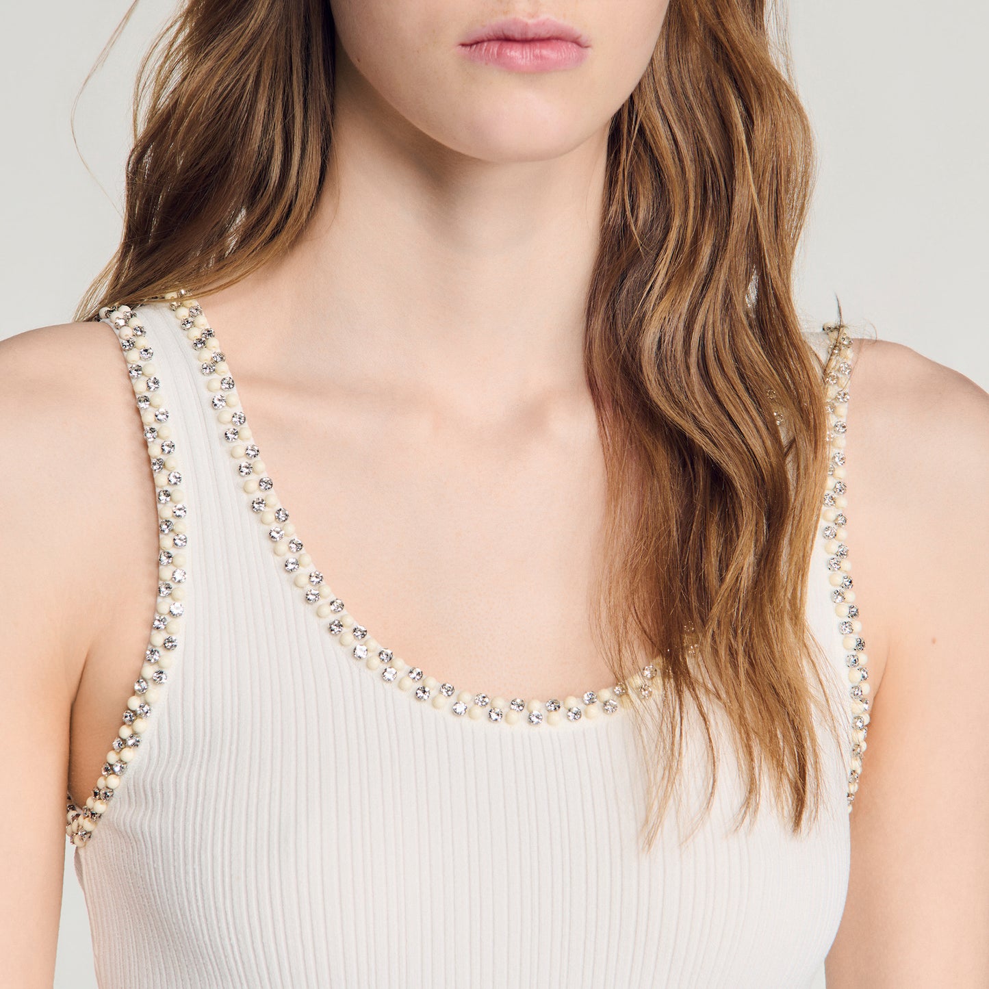Boreale Rhinestone Knit Maxi Dress White