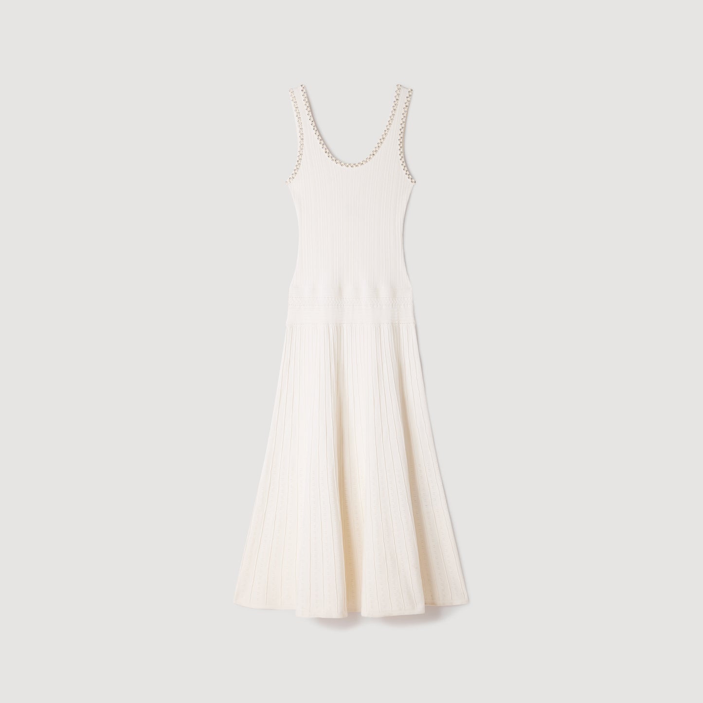 Boreale Rhinestone Knit Maxi Dress White