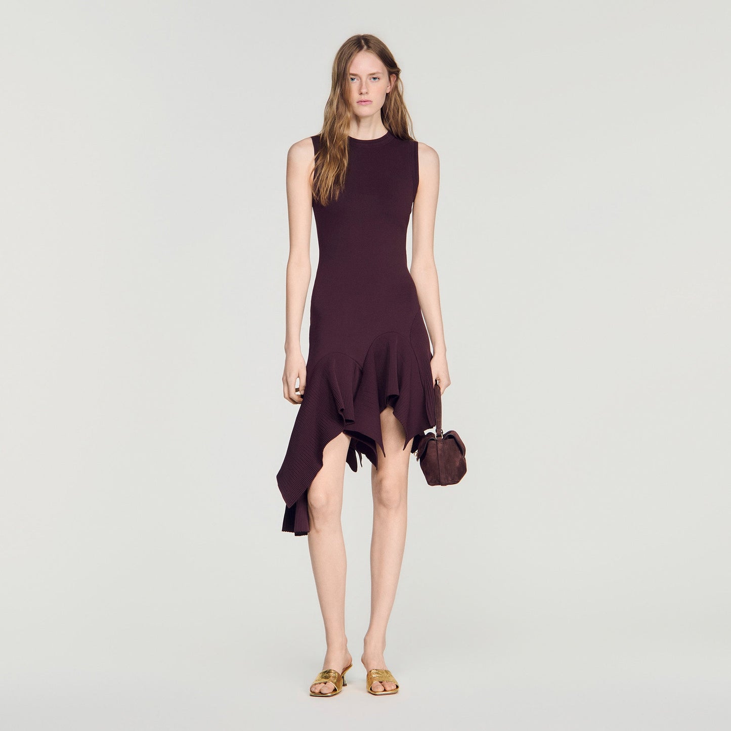 Biancona Asymmetric knit dress Brown